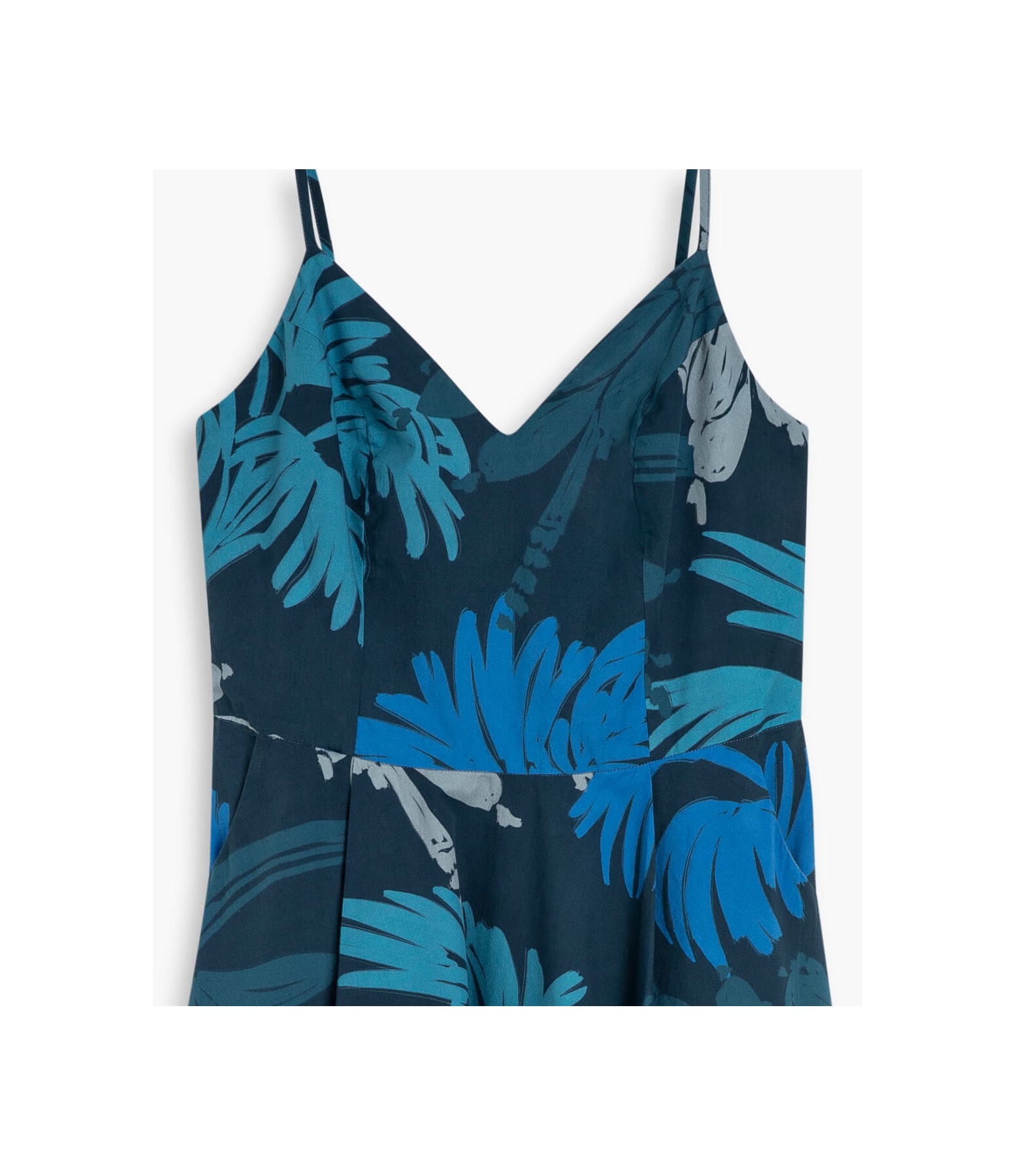 Vestido Monaco Est Leaves Algodao Azul Bic