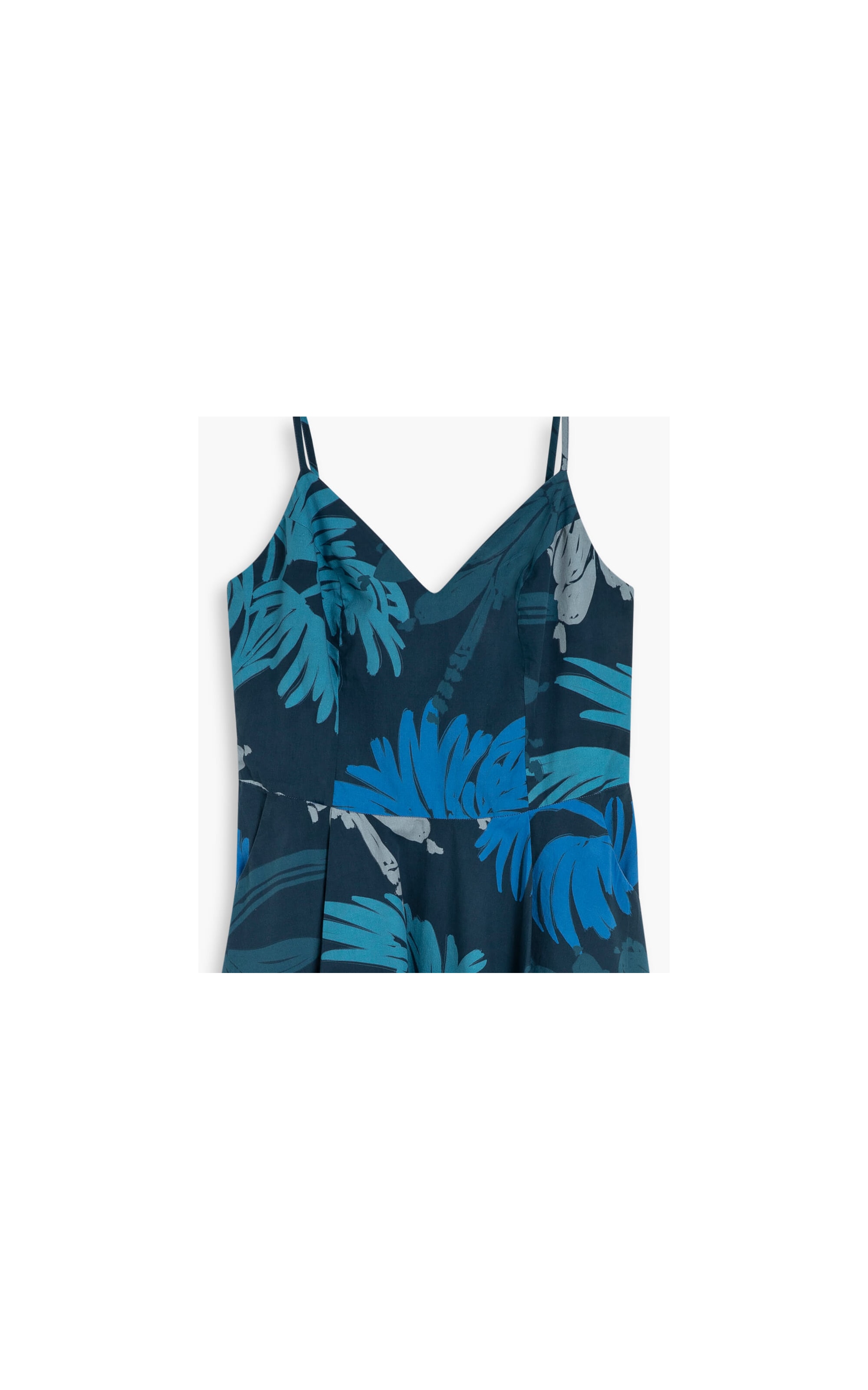 Vestido Monaco Est Leaves Algodao Azul Bic