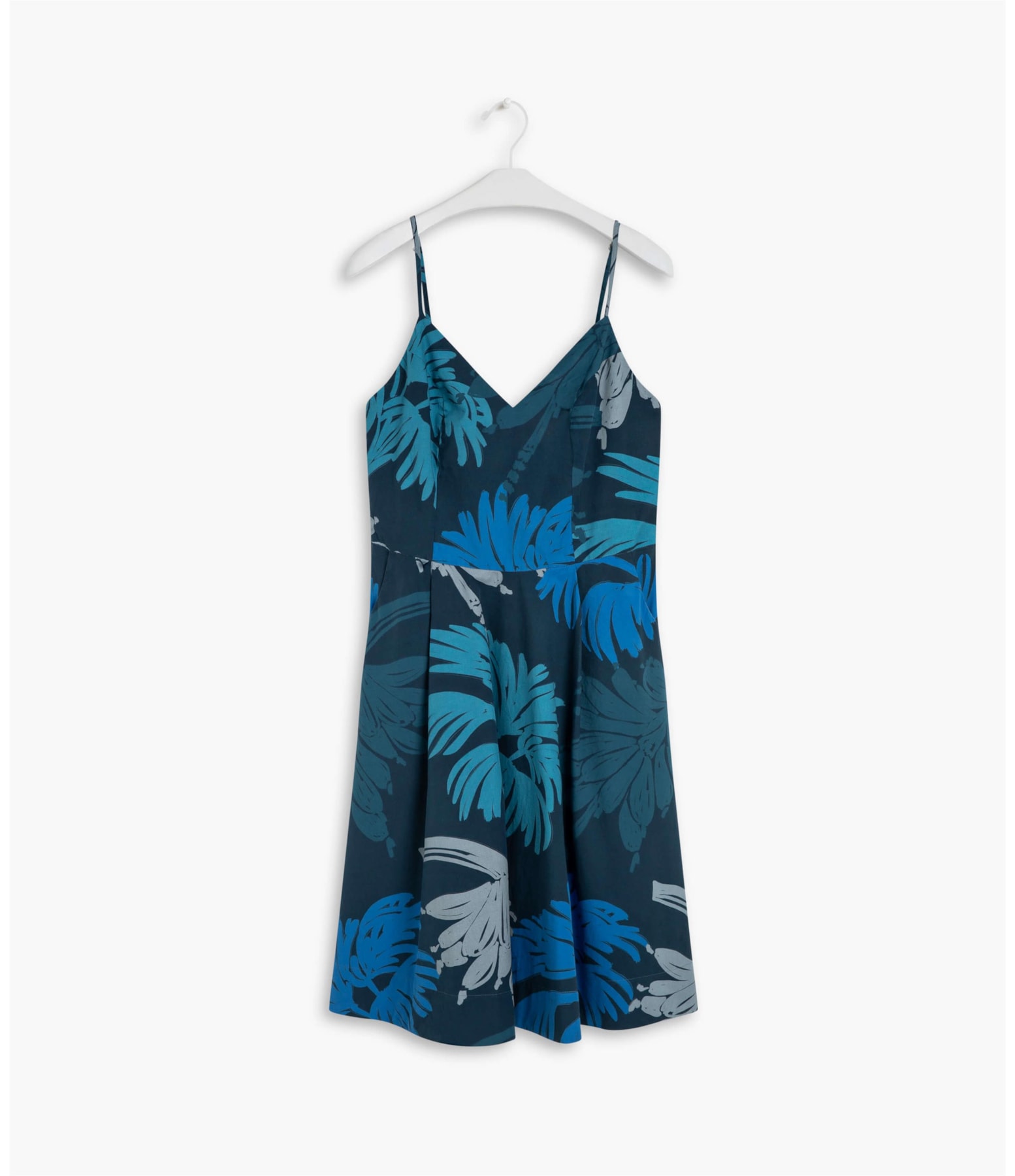 Vestido Monaco Est Leaves Algodao Azul Bic