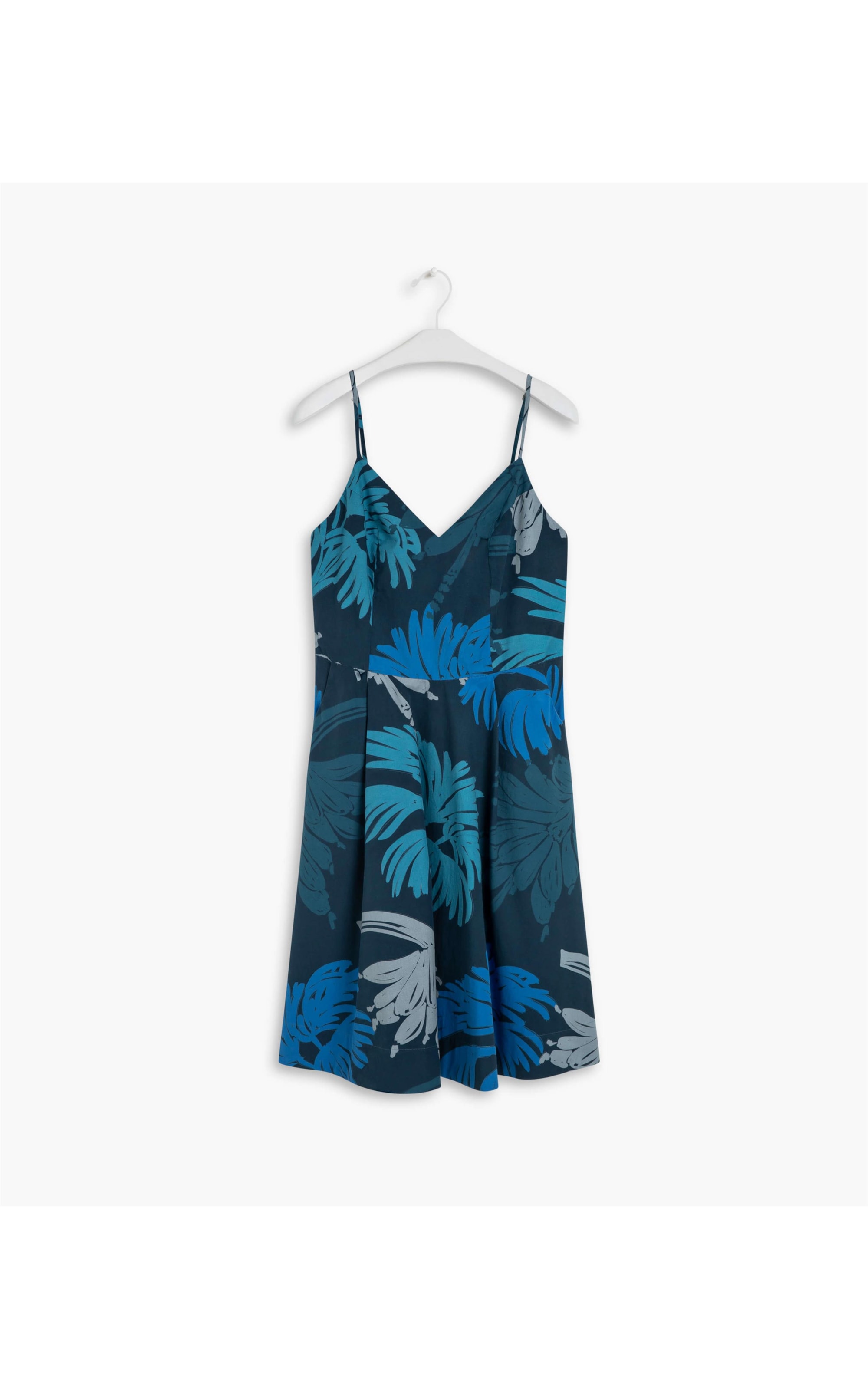 Vestido Monaco Est Leaves Algodao Azul Bic