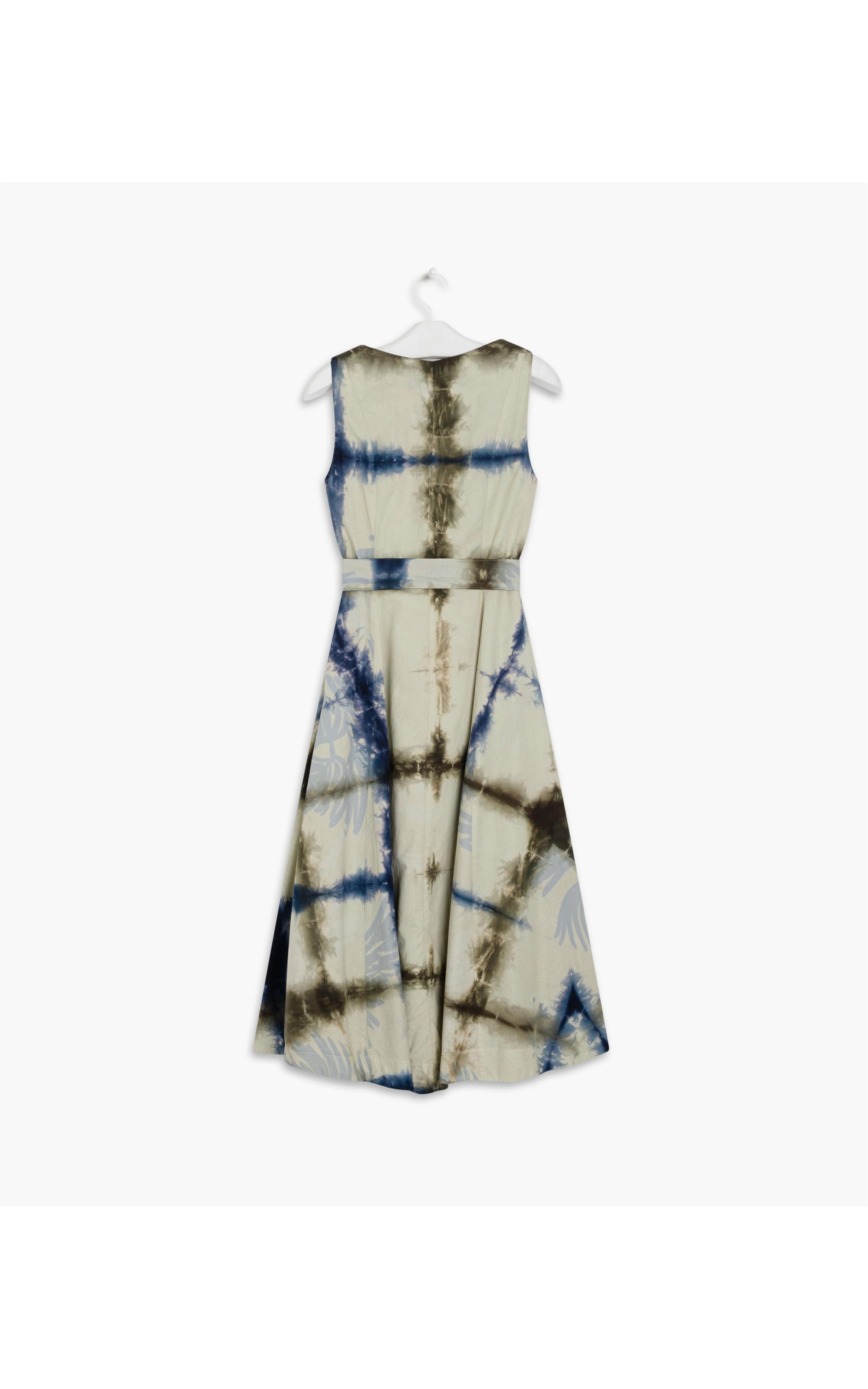 Vestido Nara Tie Dye Leaves Marinho