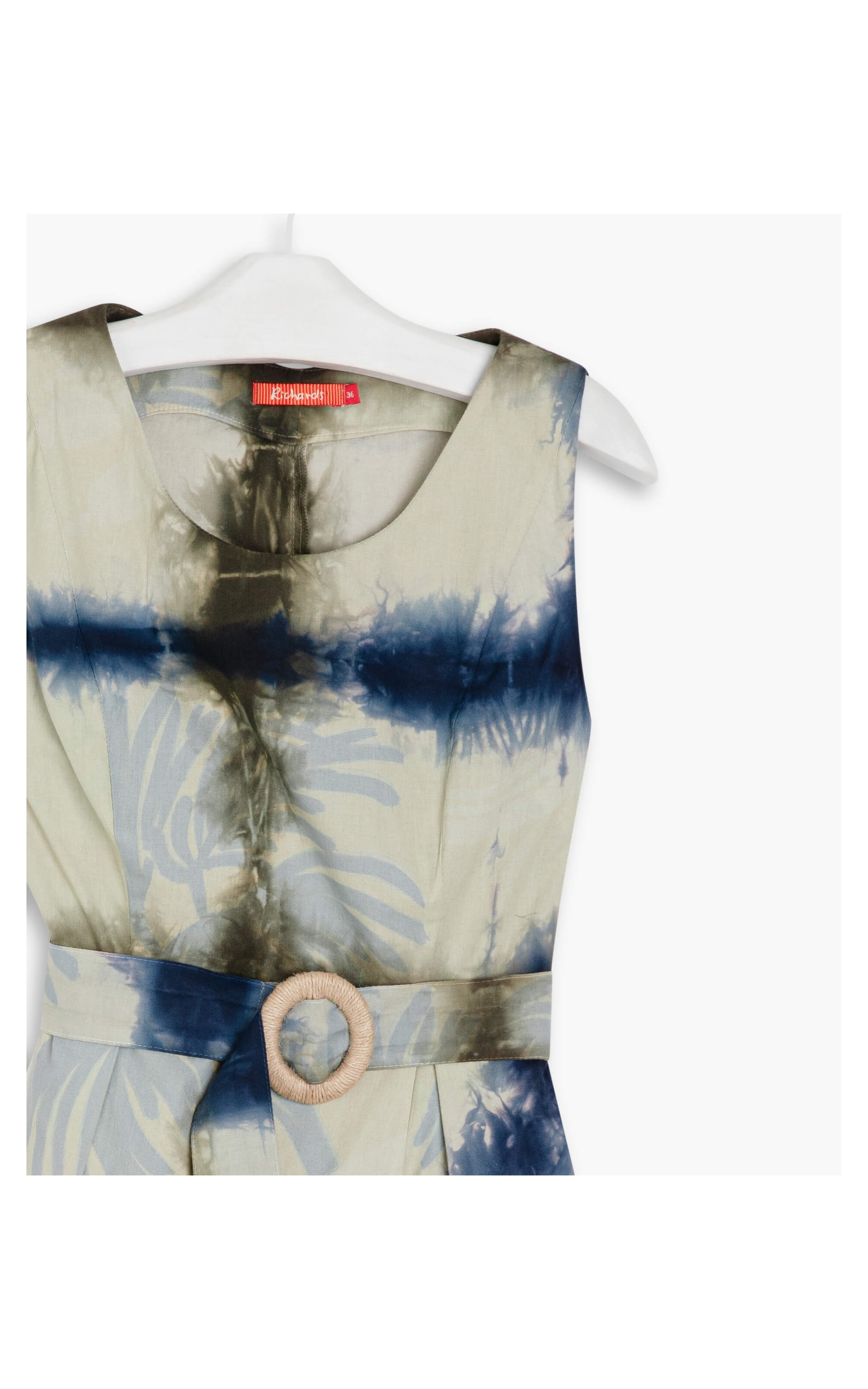 Vestido Nara Tie Dye Leaves Marinho