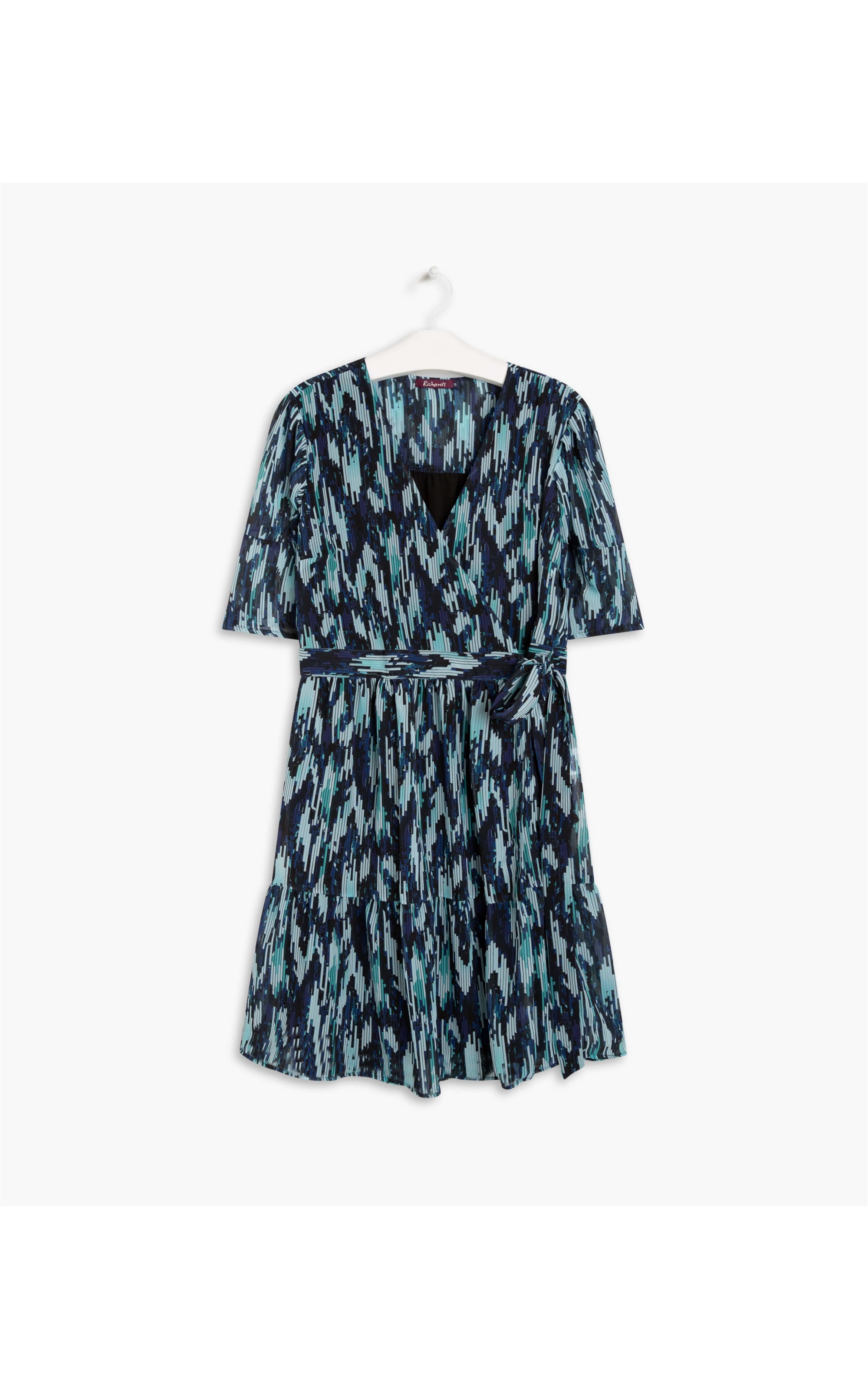 Vestido Nicole Est. Flower Glitch Azul Bic