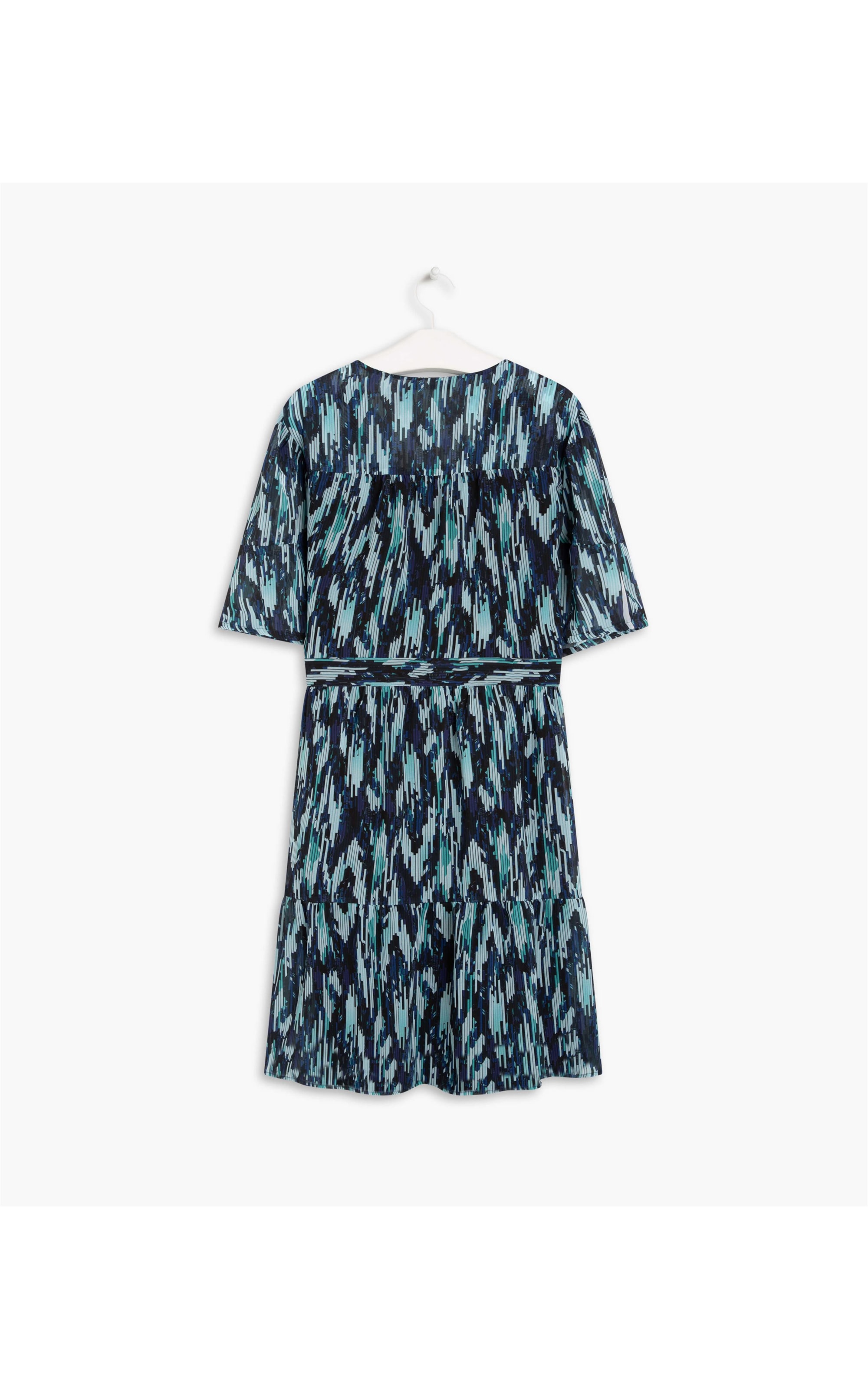 Vestido Nicole Est. Flower Glitch Azul Bic