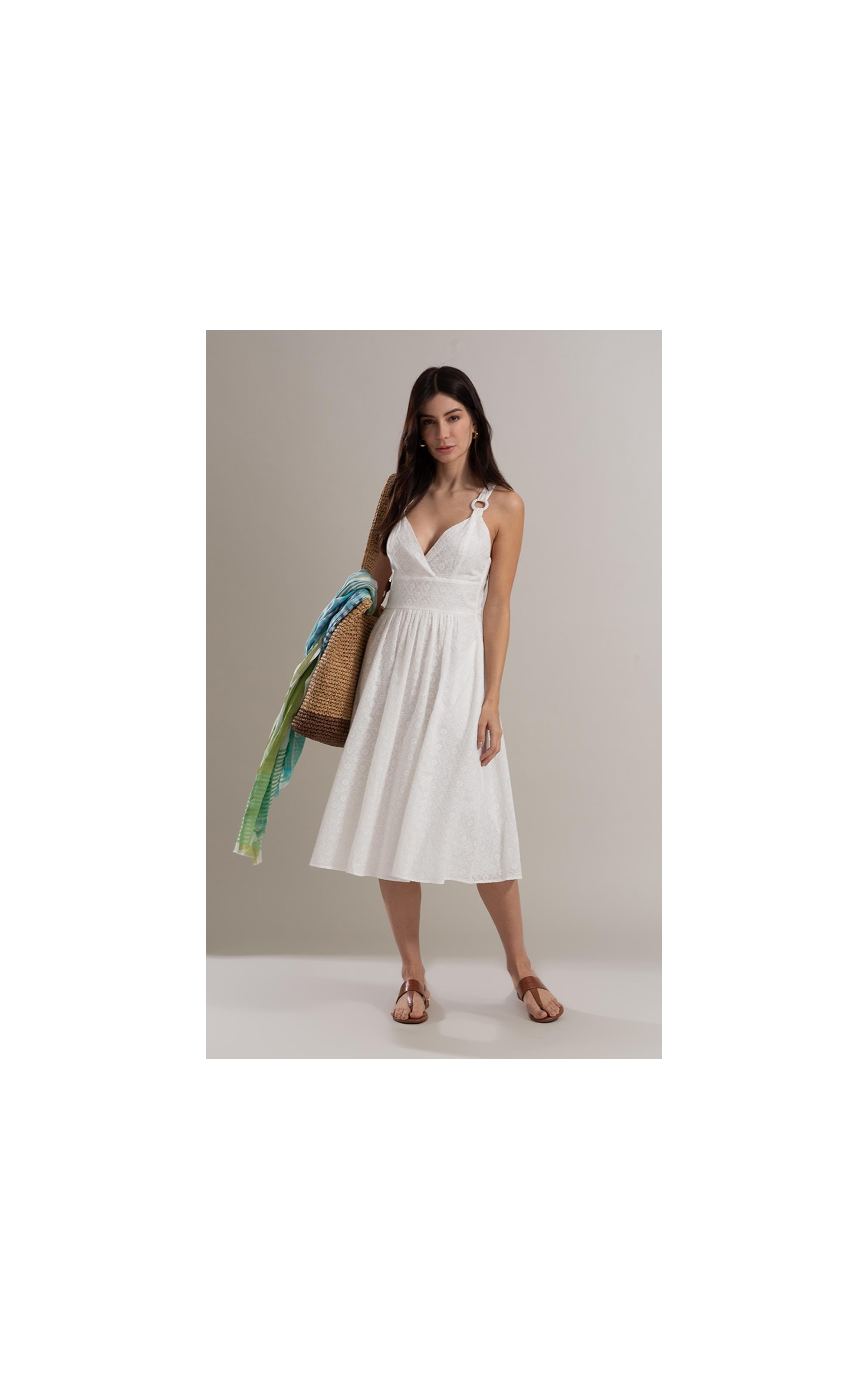 Vestido Olivia Algodao Bordado Off White