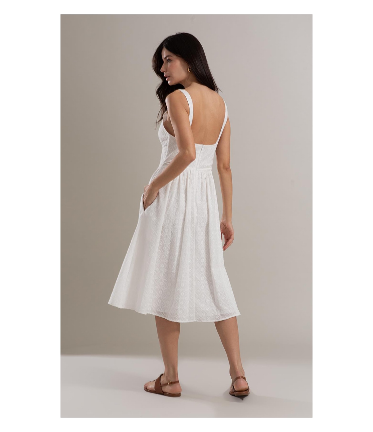 Vestido Olivia Algodao Bordado Off White