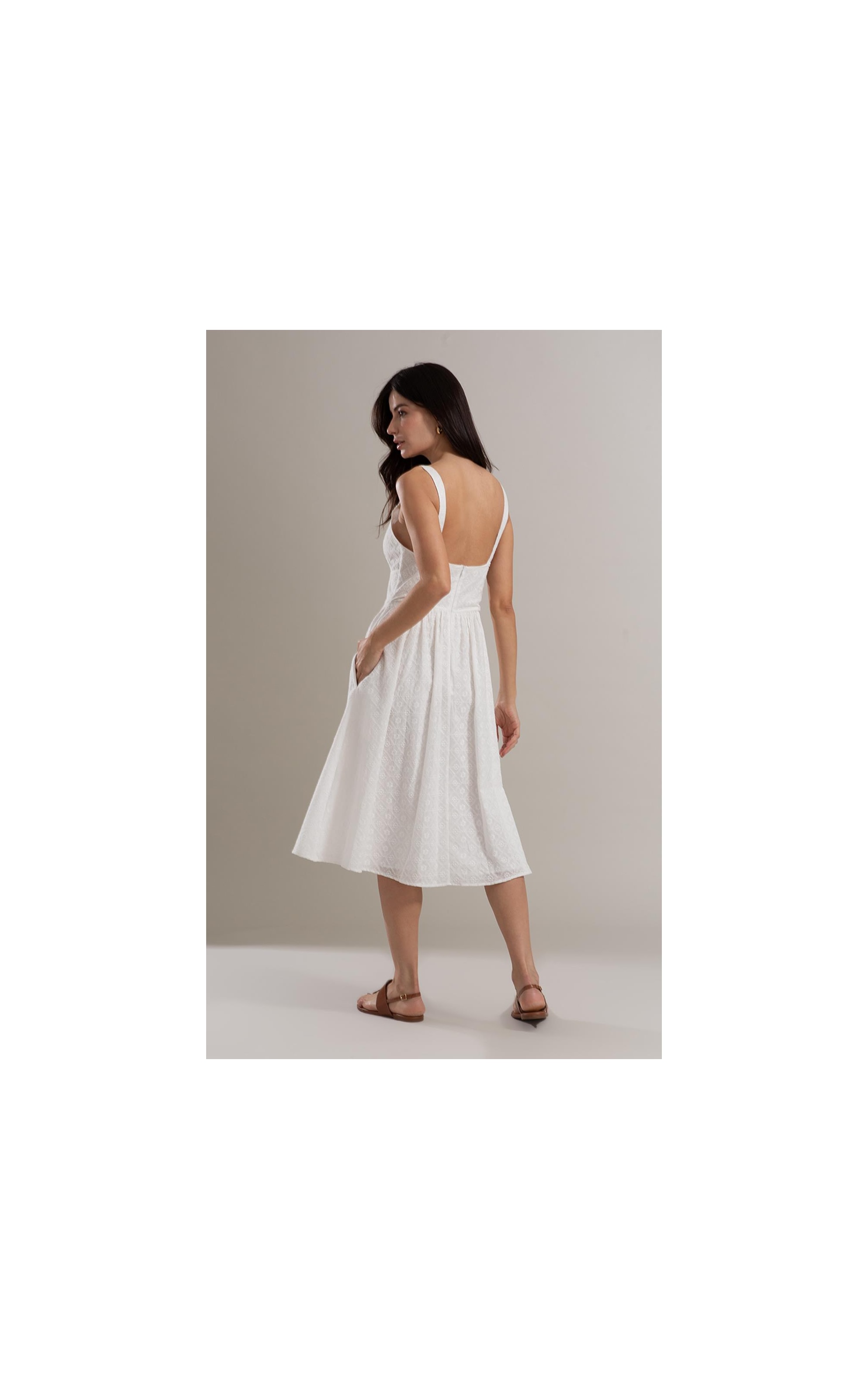 Vestido Olivia Algodao Bordado Off White