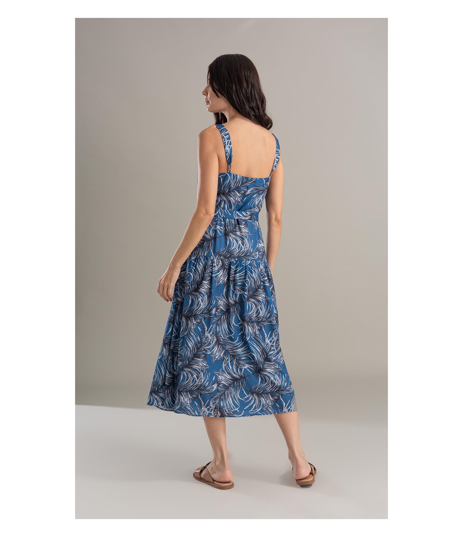 Vestido Pipa Viscose Estampada Marinho