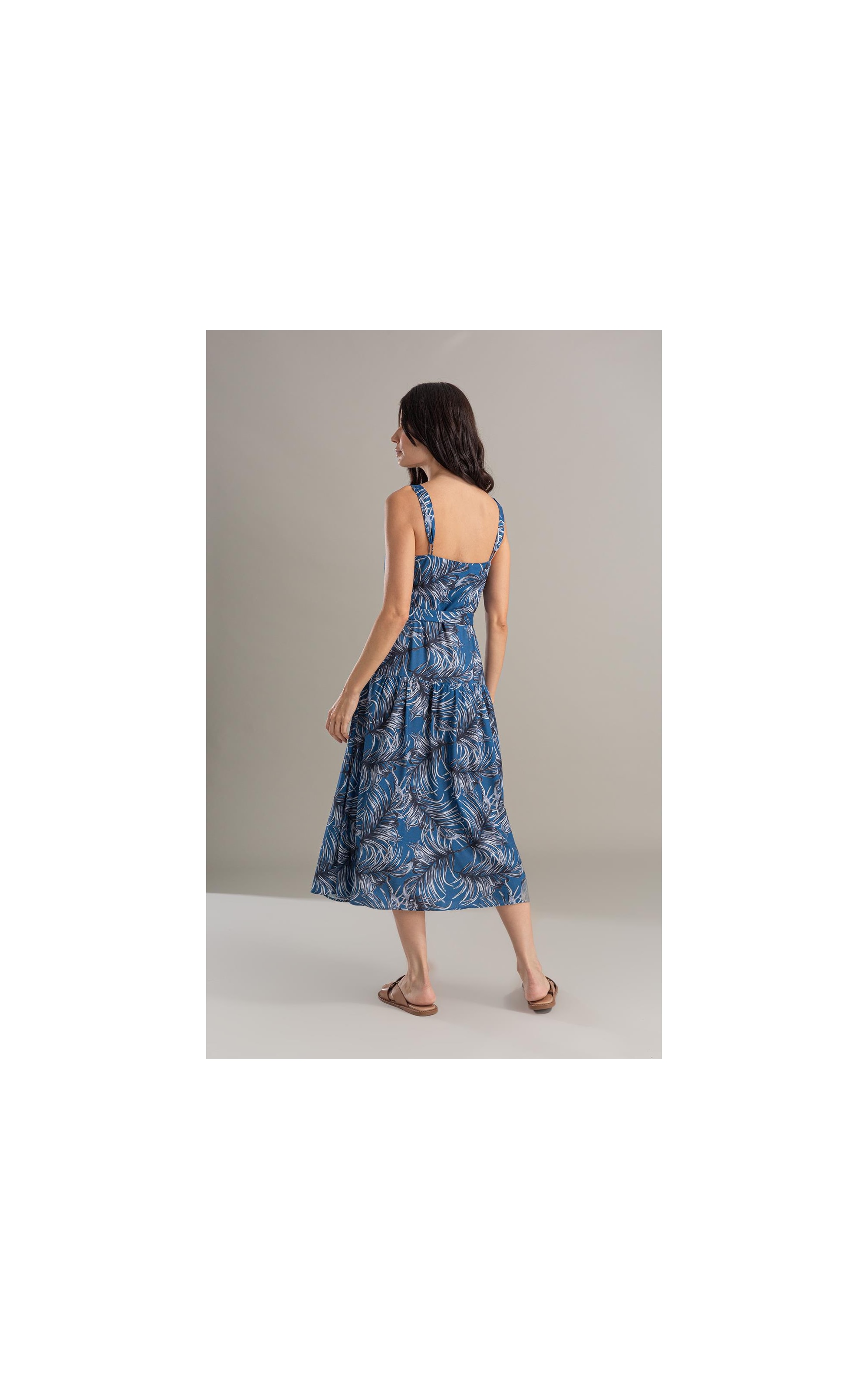 Vestido Pipa Viscose Estampada Marinho