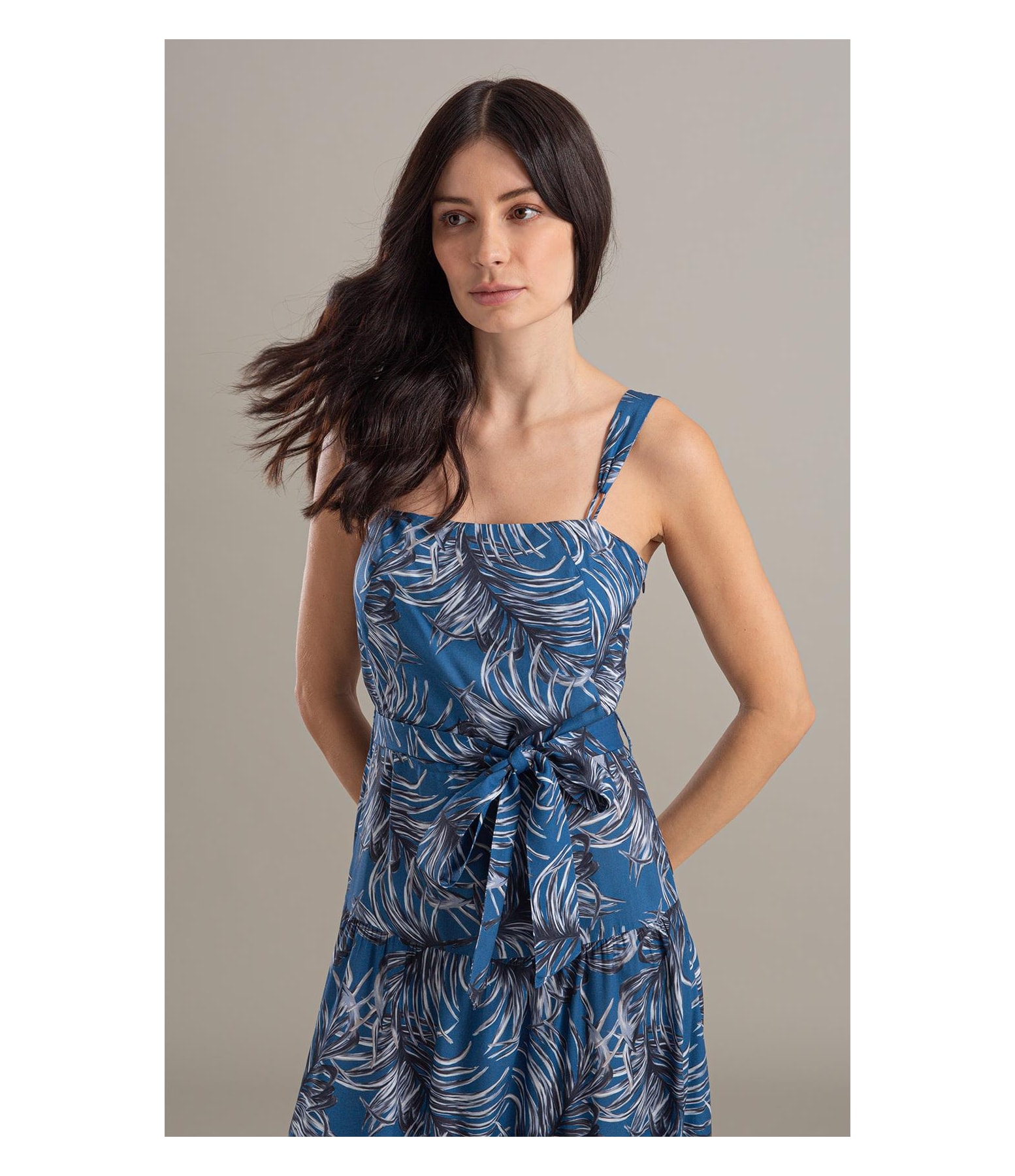 Vestido Pipa Viscose Estampada Marinho