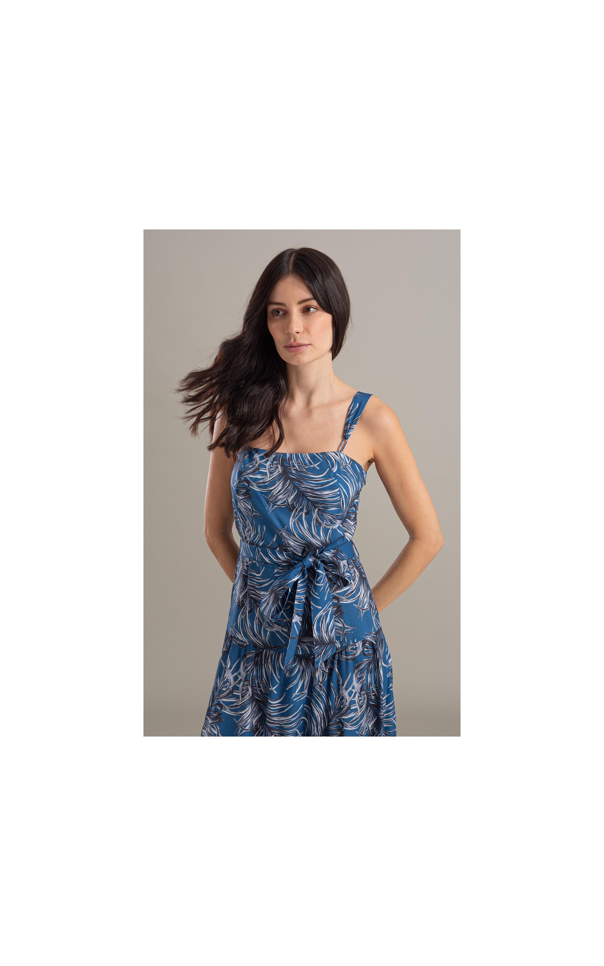 Vestido Pipa Viscose Estampada Marinho