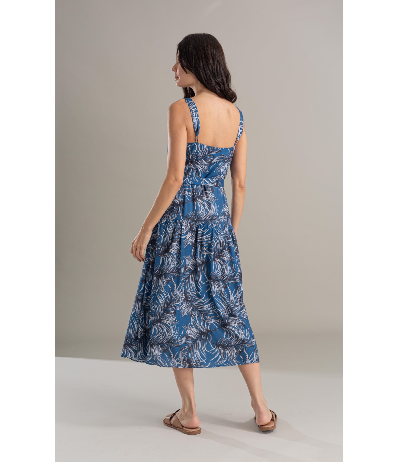 Vestido Pipa Viscose Estampada Marinho