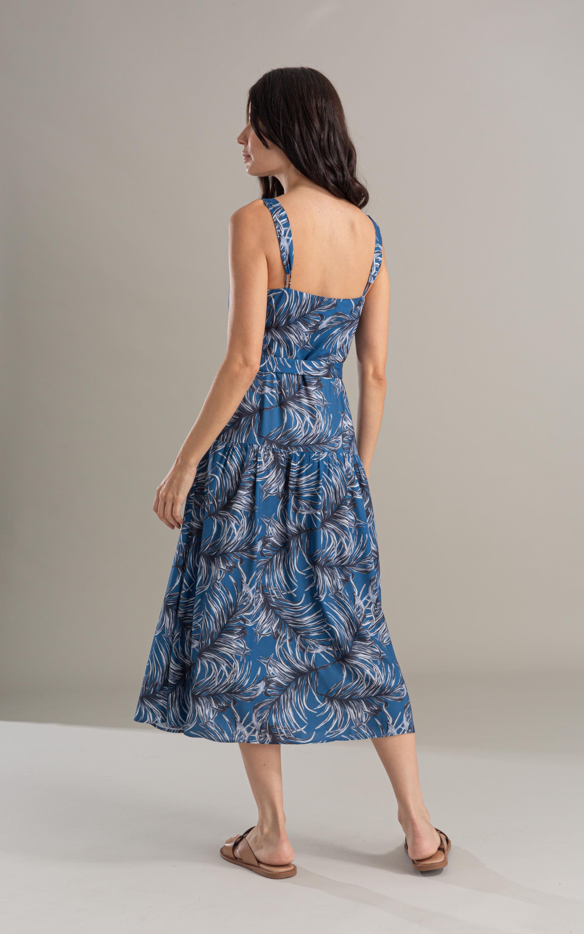 Vestido Pipa Viscose Estampada Marinho