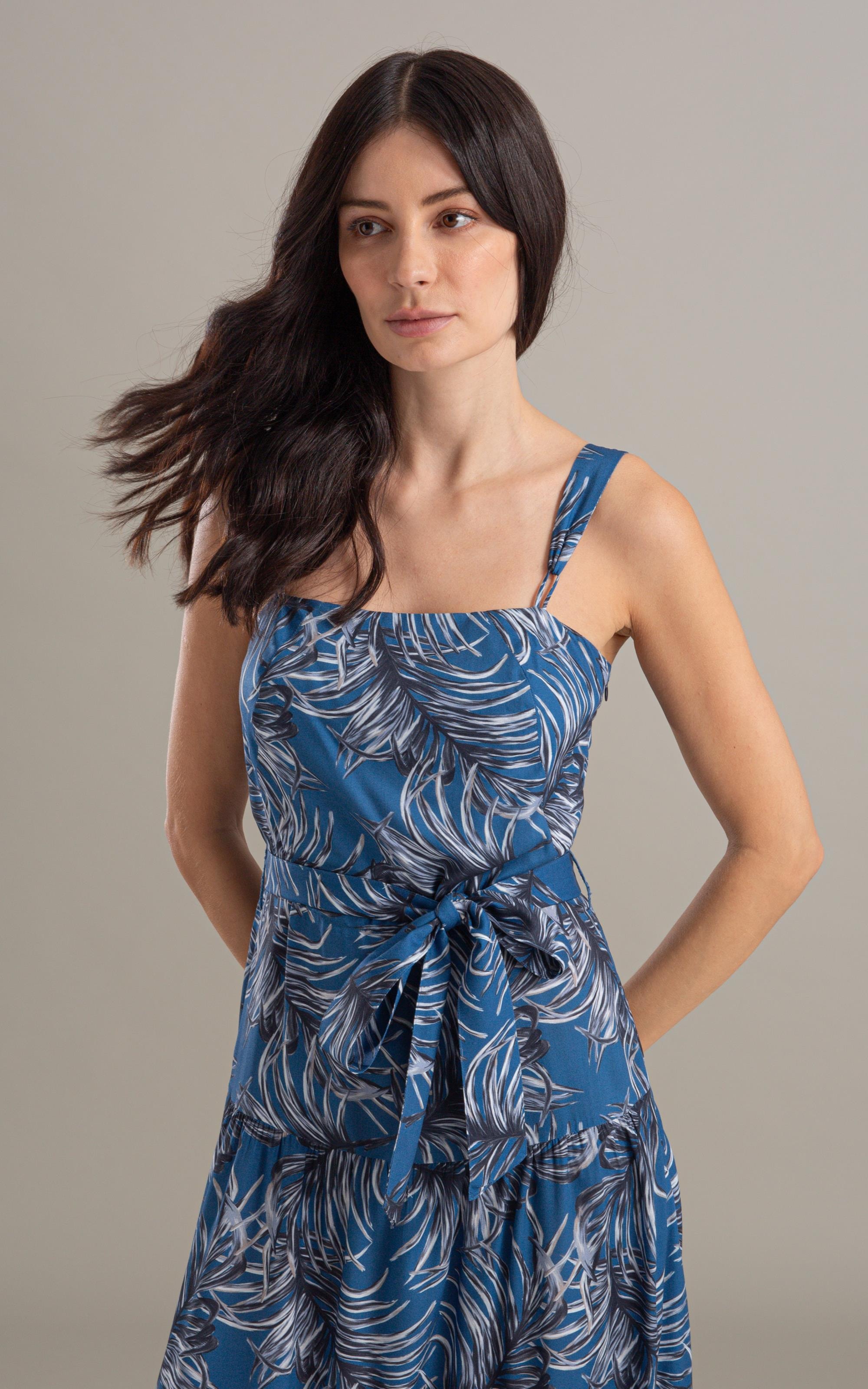 Vestido Pipa Viscose Estampada Marinho