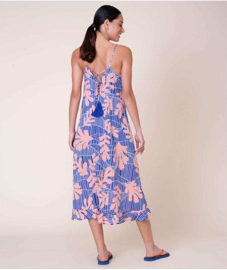 Vestido Pompei Voil Algas Azul Bic
