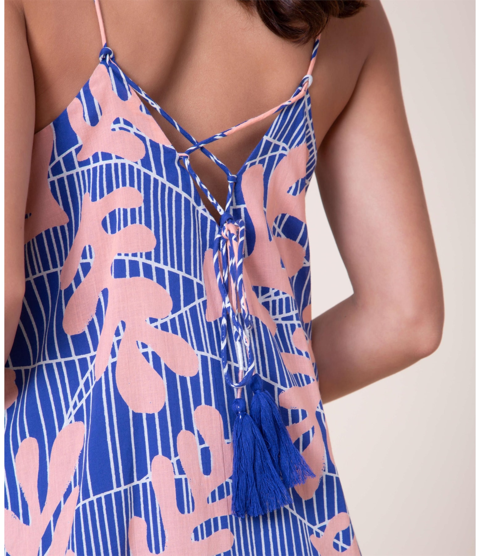 Vestido Pompei Voil Algas Azul Bic
