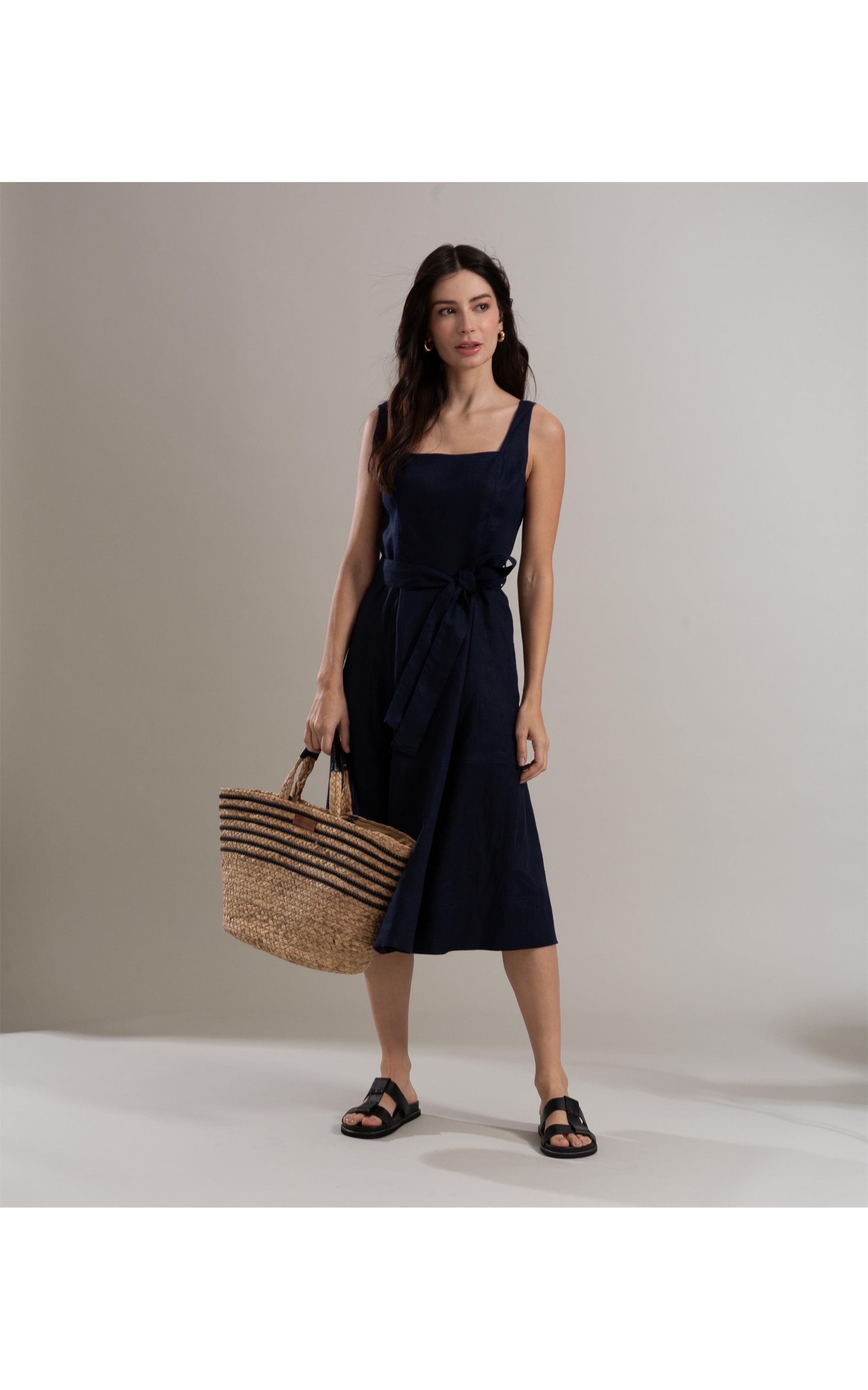 Vestido  Puro Linho  Arraial Marinho