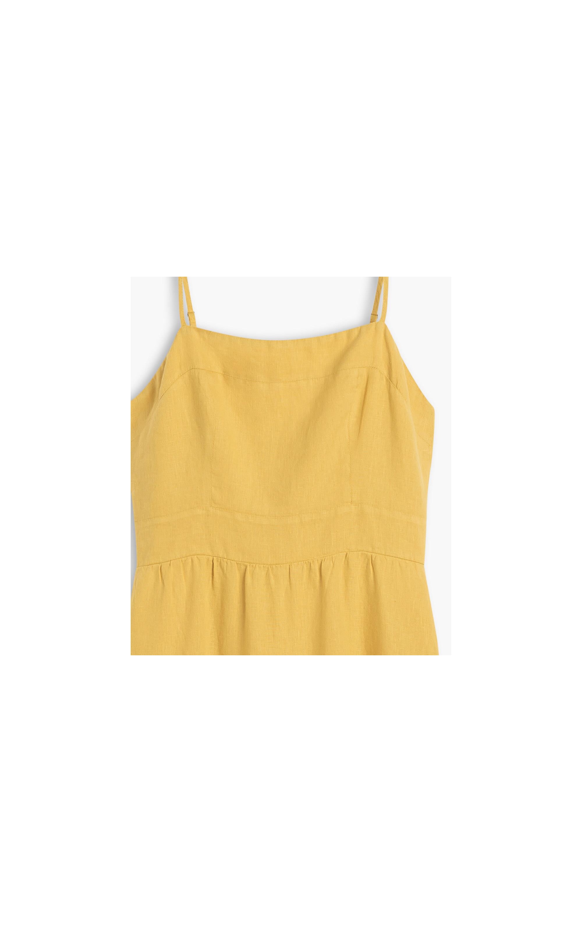 Vestido Puro Linho  Florida Amarelo