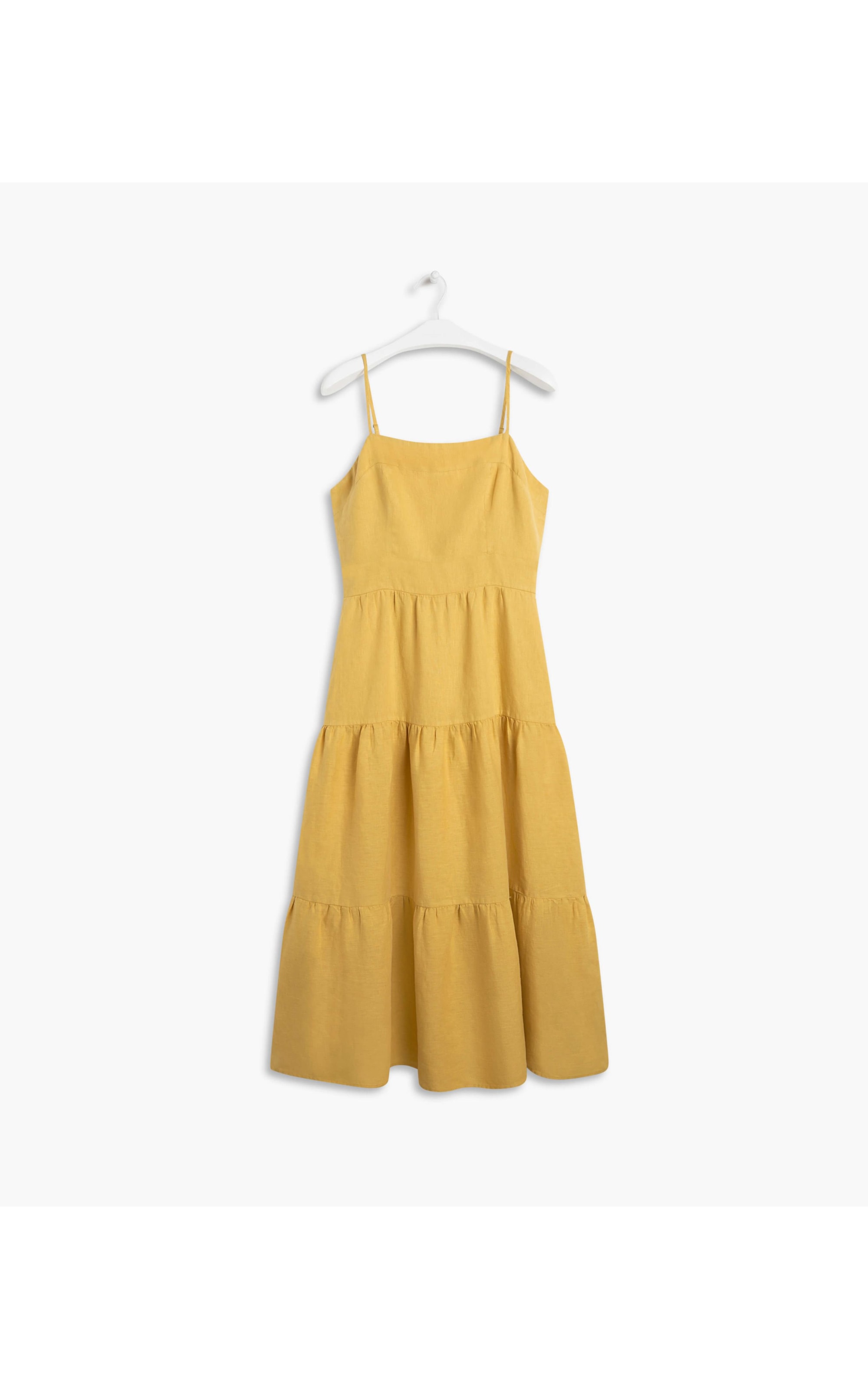 Vestido Puro Linho  Florida Amarelo