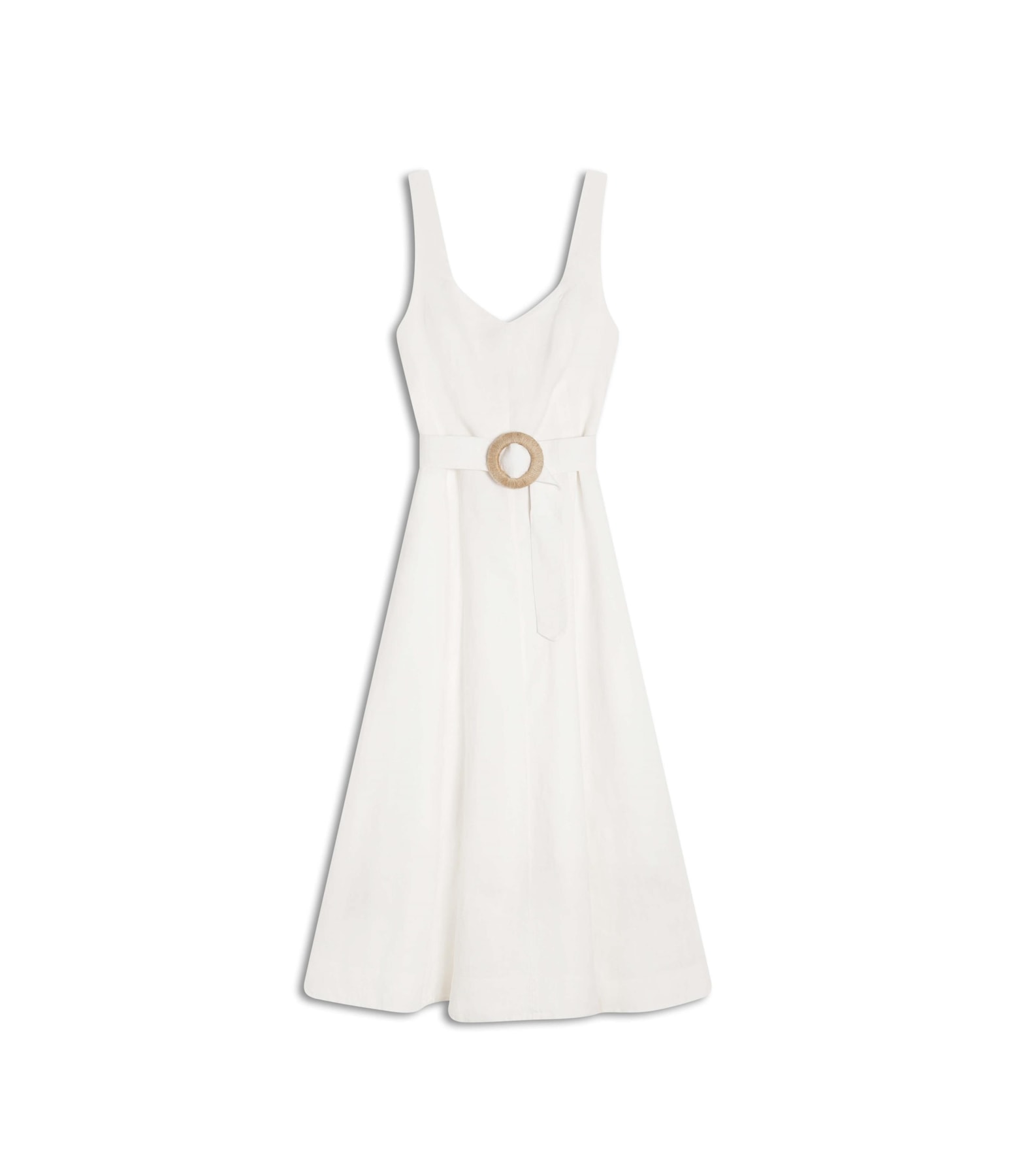 Vestido  Puro Linho Gemma  Liso Branco