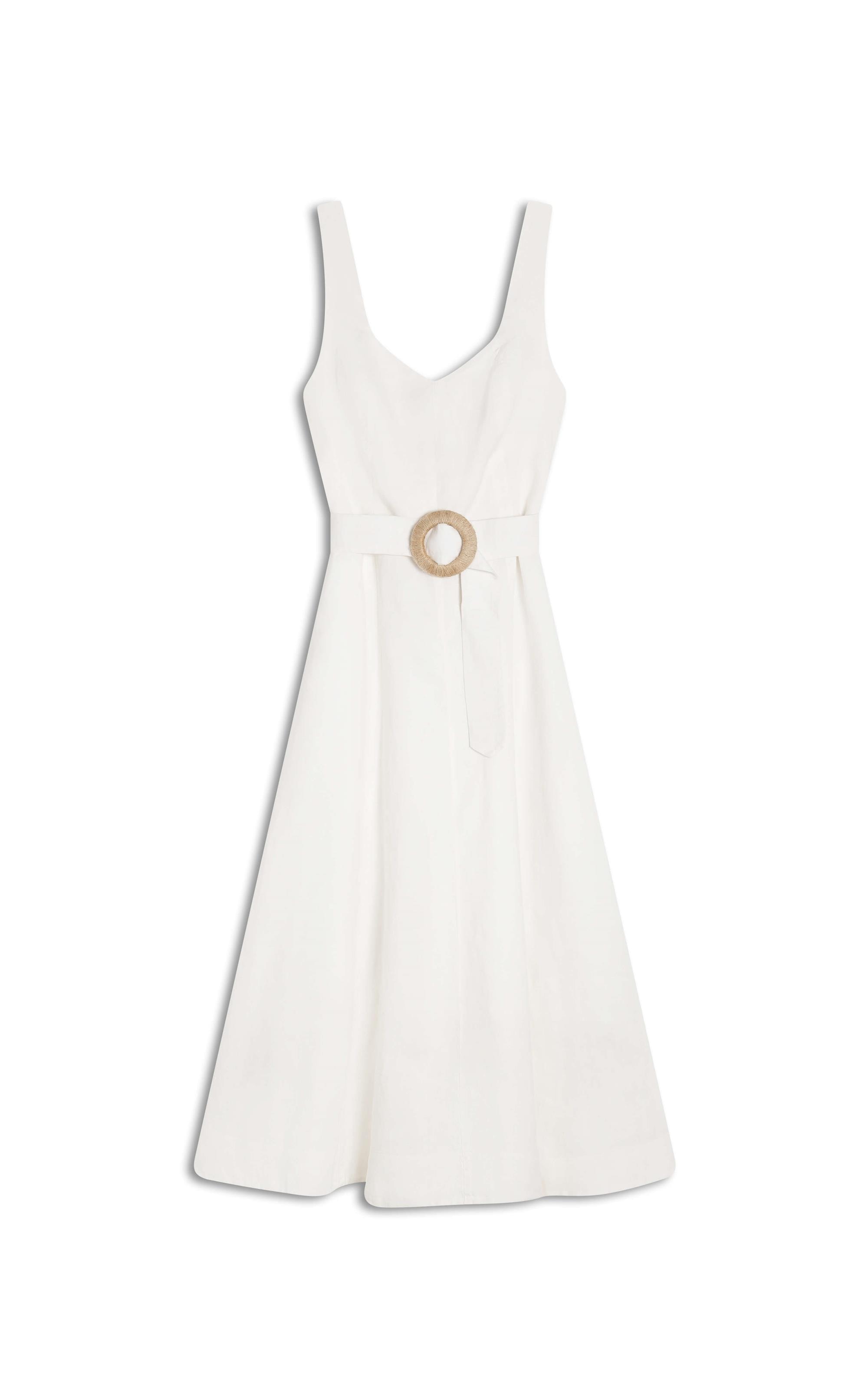 Vestido  Puro Linho Gemma  Liso Branco
