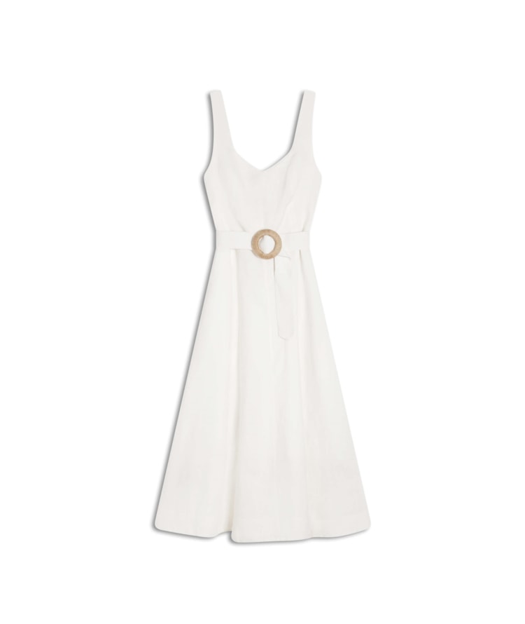 Vestido  Puro Linho Gemma  Liso Branco