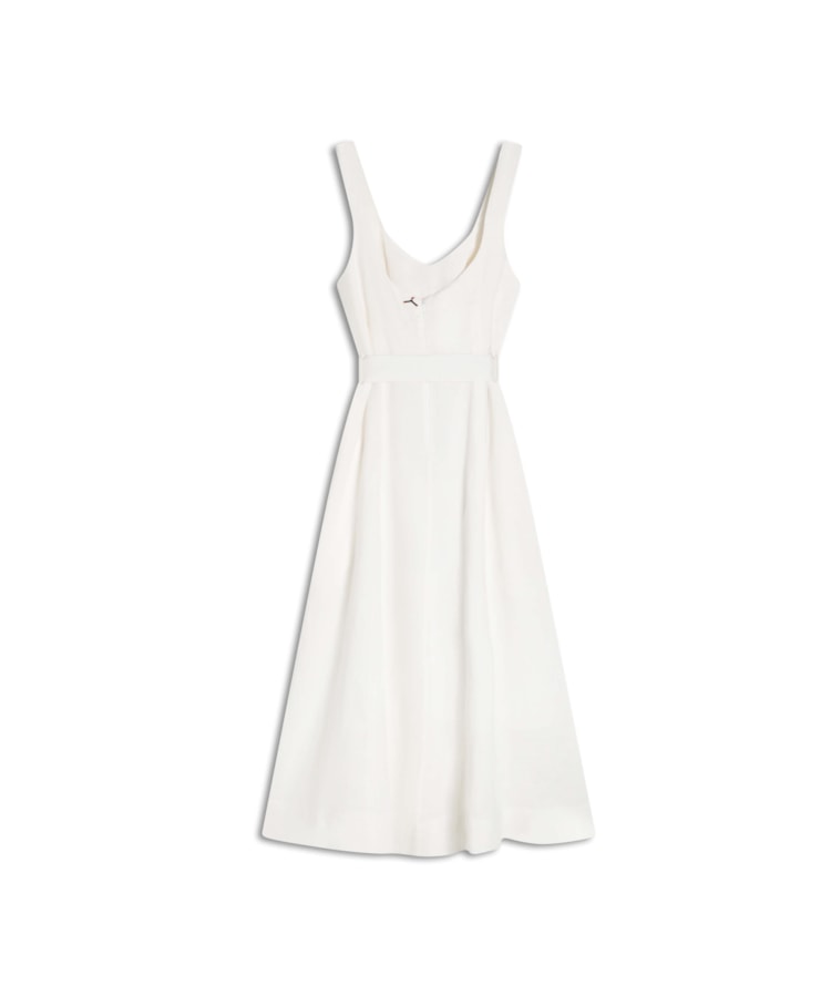 Vestido  Puro Linho Gemma  Liso Branco