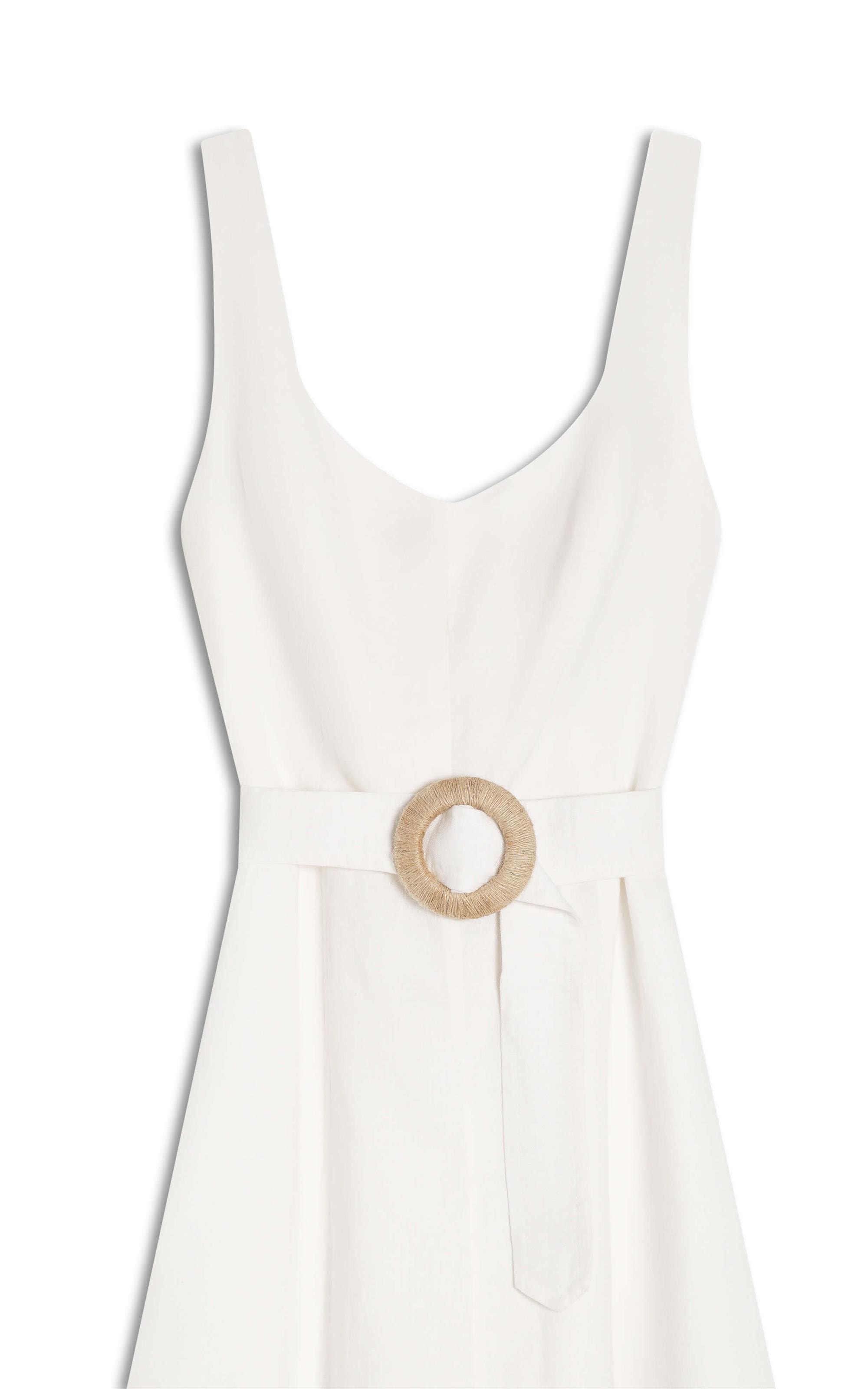 Vestido  Puro Linho Gemma  Liso Branco