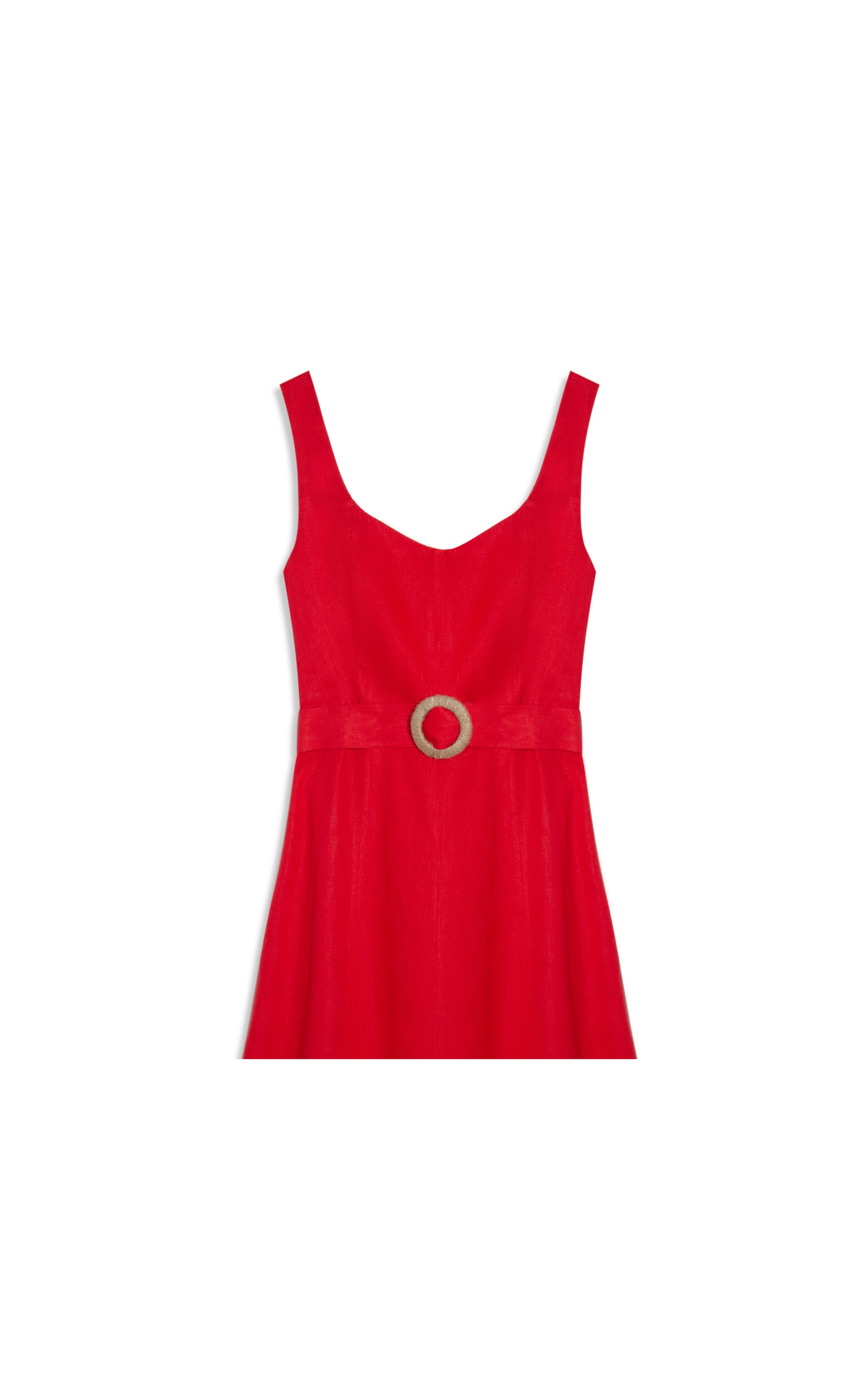 Vestido  Puro Linho Gemma  Liso Vermelho