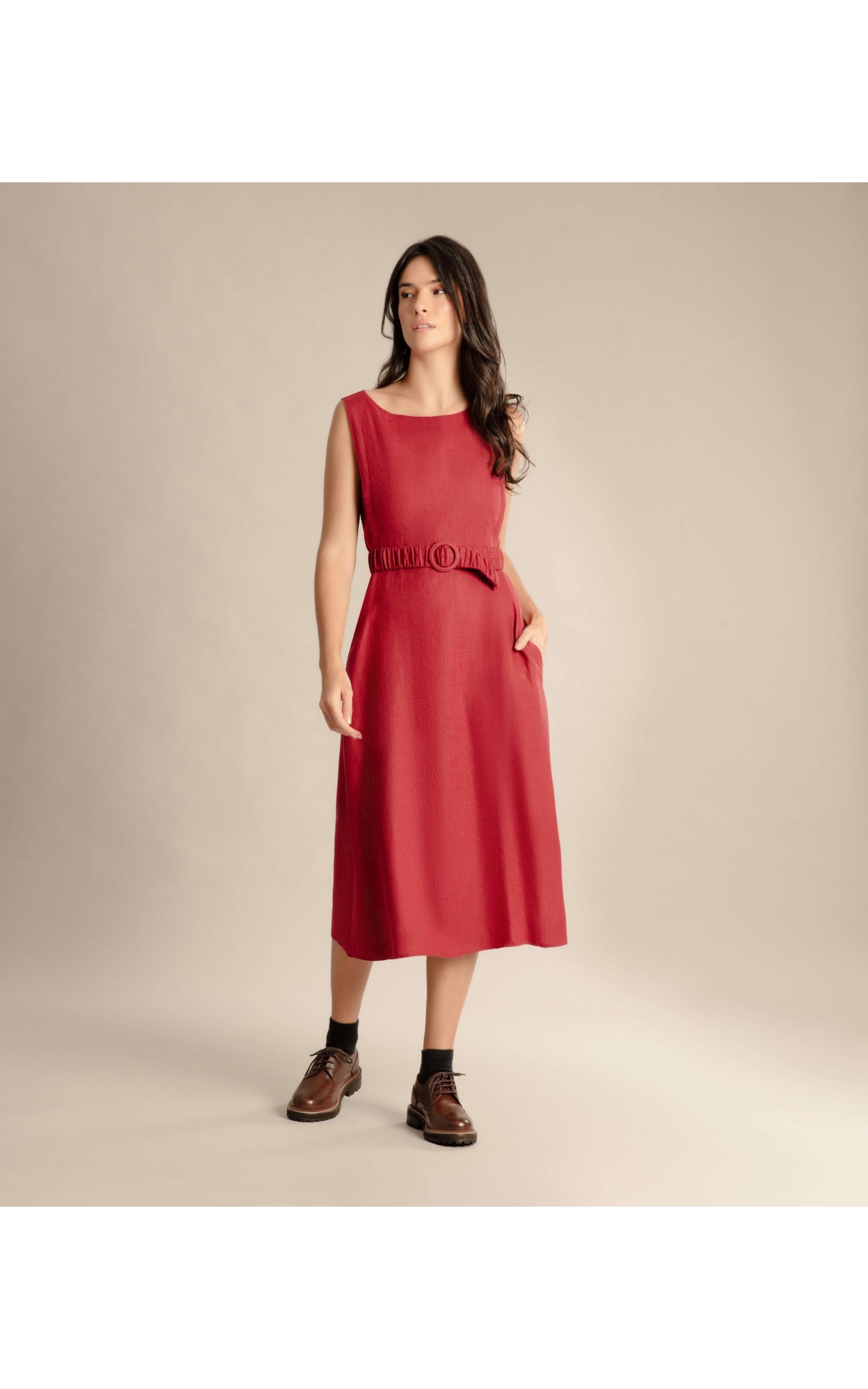 Vestido  Puro Linho  Haru Vermelho