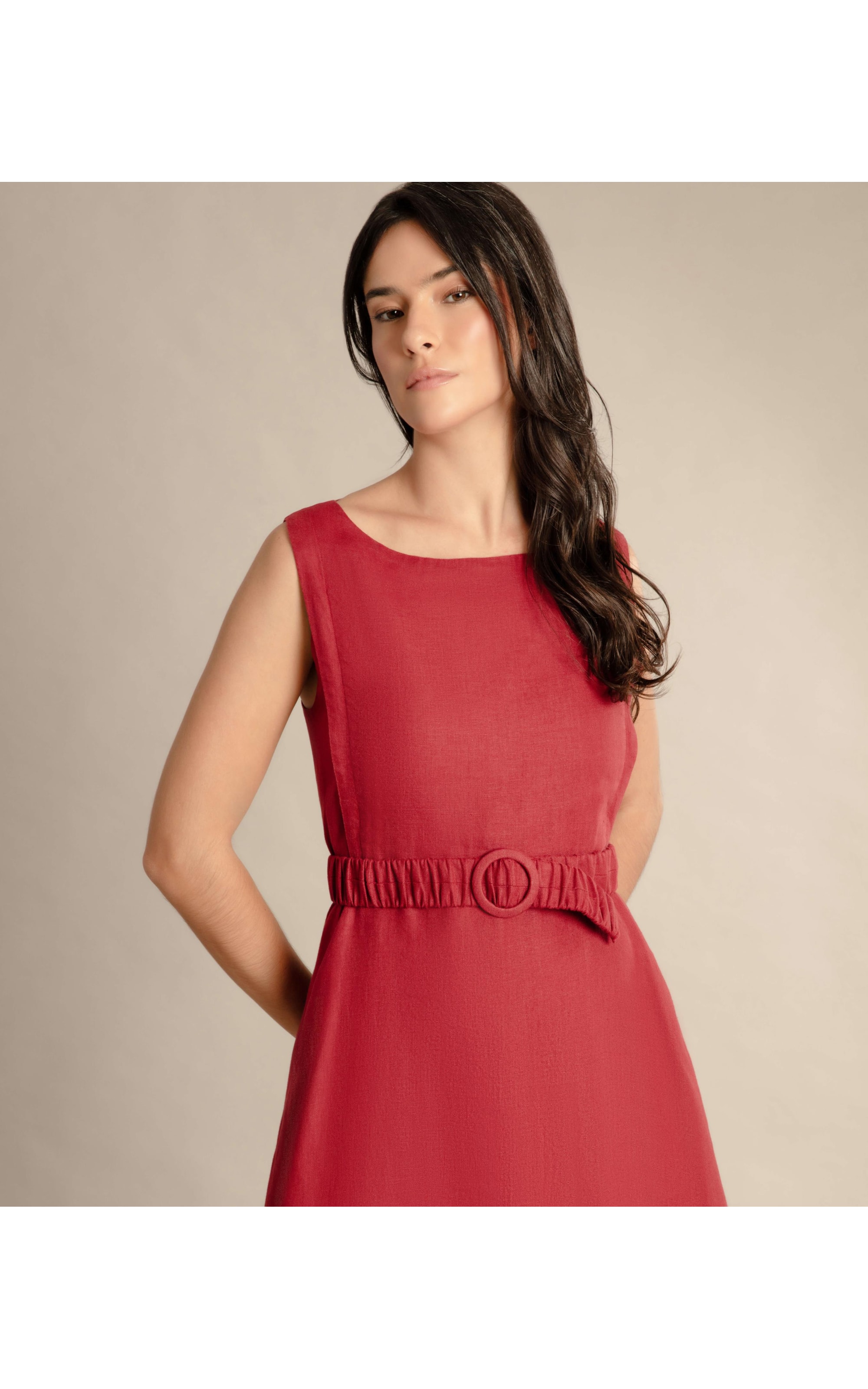 Vestido  Puro Linho  Haru Vermelho