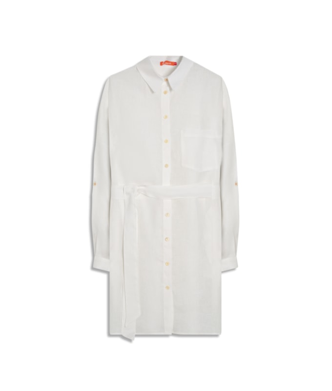 Vestido  Puro Linho Ischia  Liso Branco