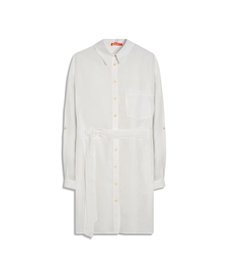 Vestido  Puro Linho Ischia  Liso Branco
