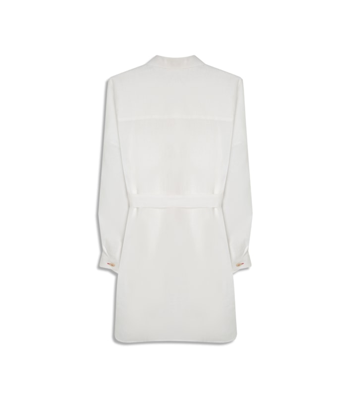 Vestido  Puro Linho Ischia  Liso Branco
