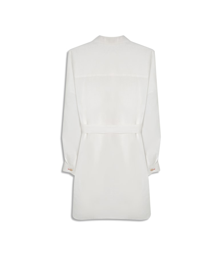 Vestido  Puro Linho Ischia  Liso Branco