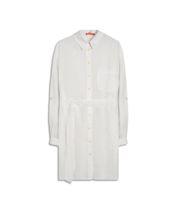 Vestido  Puro Linho Ischia  Liso Branco