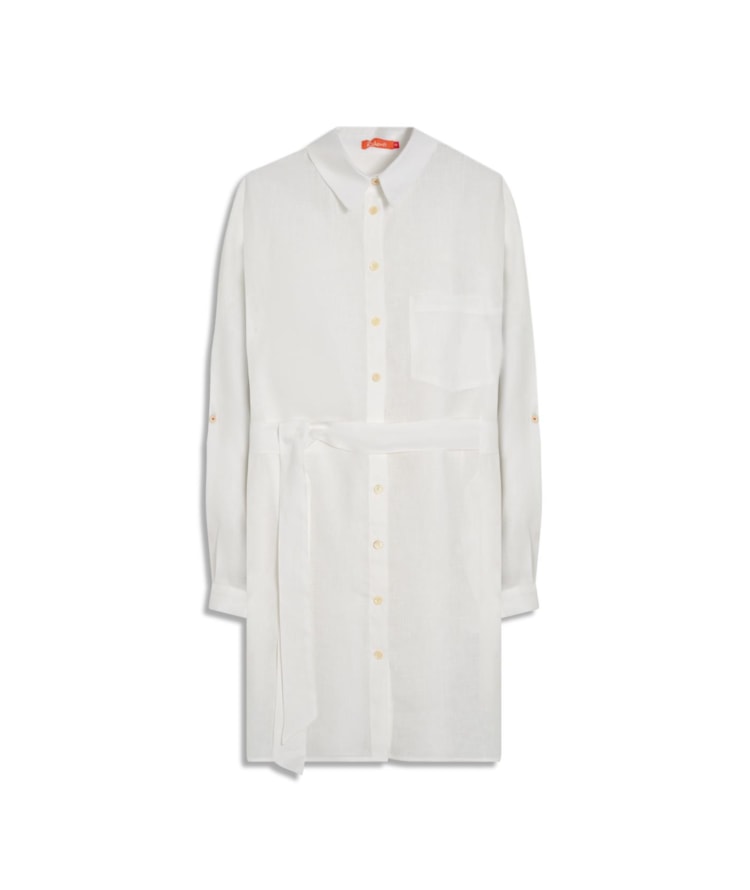 Vestido Puro Linho Ischia  Liso Branco