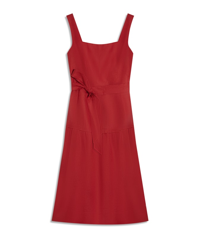 Vestido  Puro Linho Livia  Liso Bordeaux