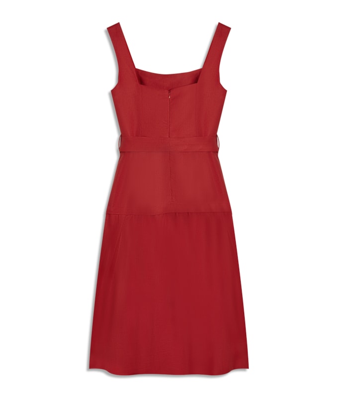 Vestido  Puro Linho Livia  Liso Bordeaux