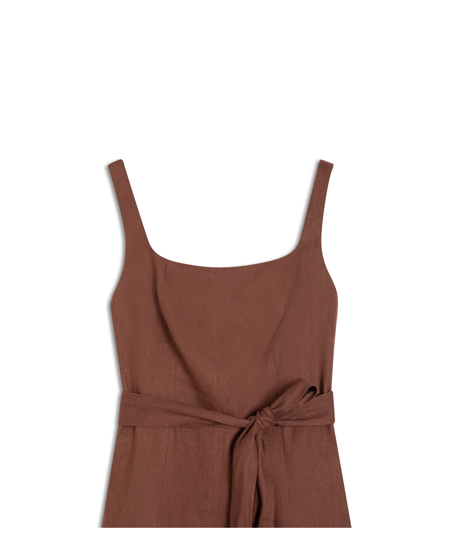 Vestido  Puro Linho Livia  Liso Tabaco