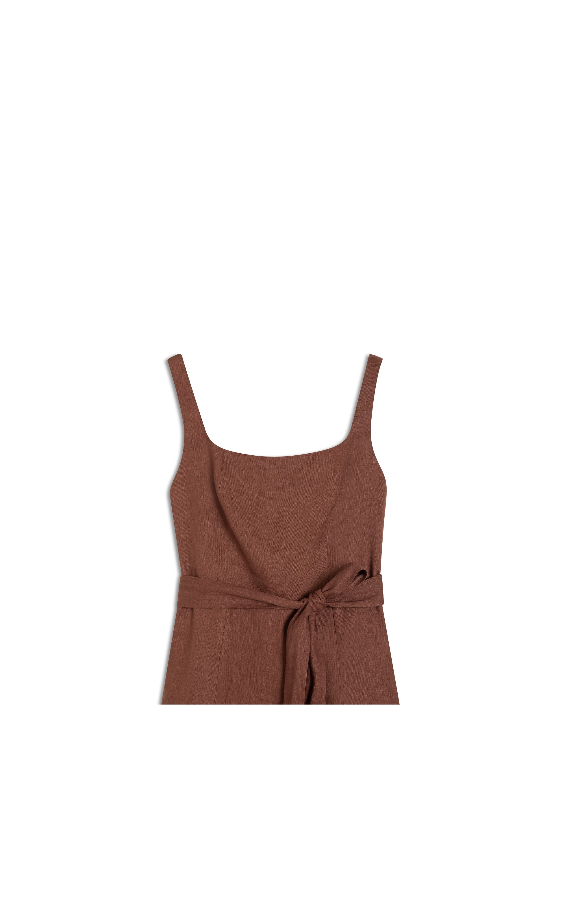 Vestido  Puro Linho Livia  Liso Tabaco