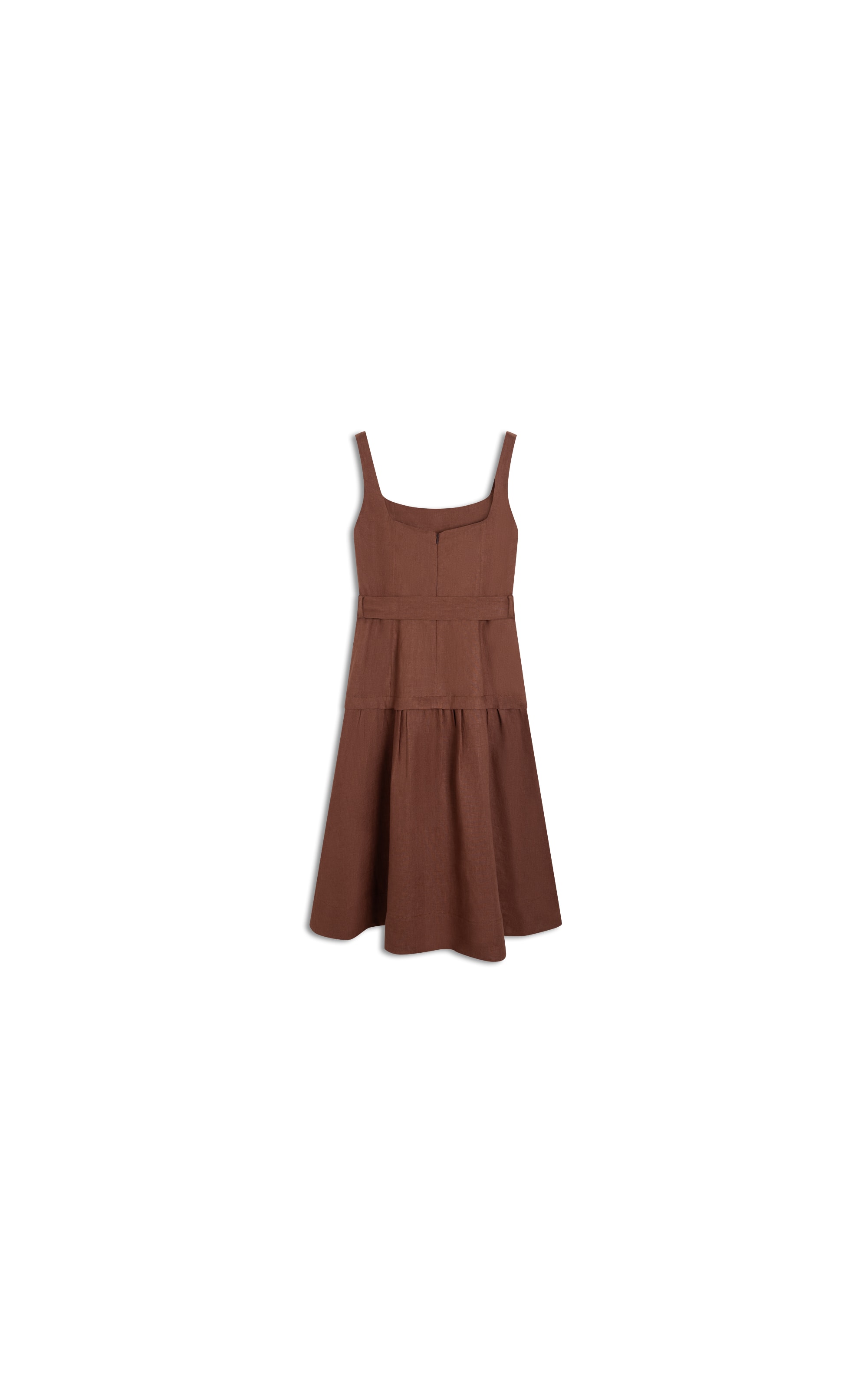 Vestido  Puro Linho Livia  Liso Tabaco