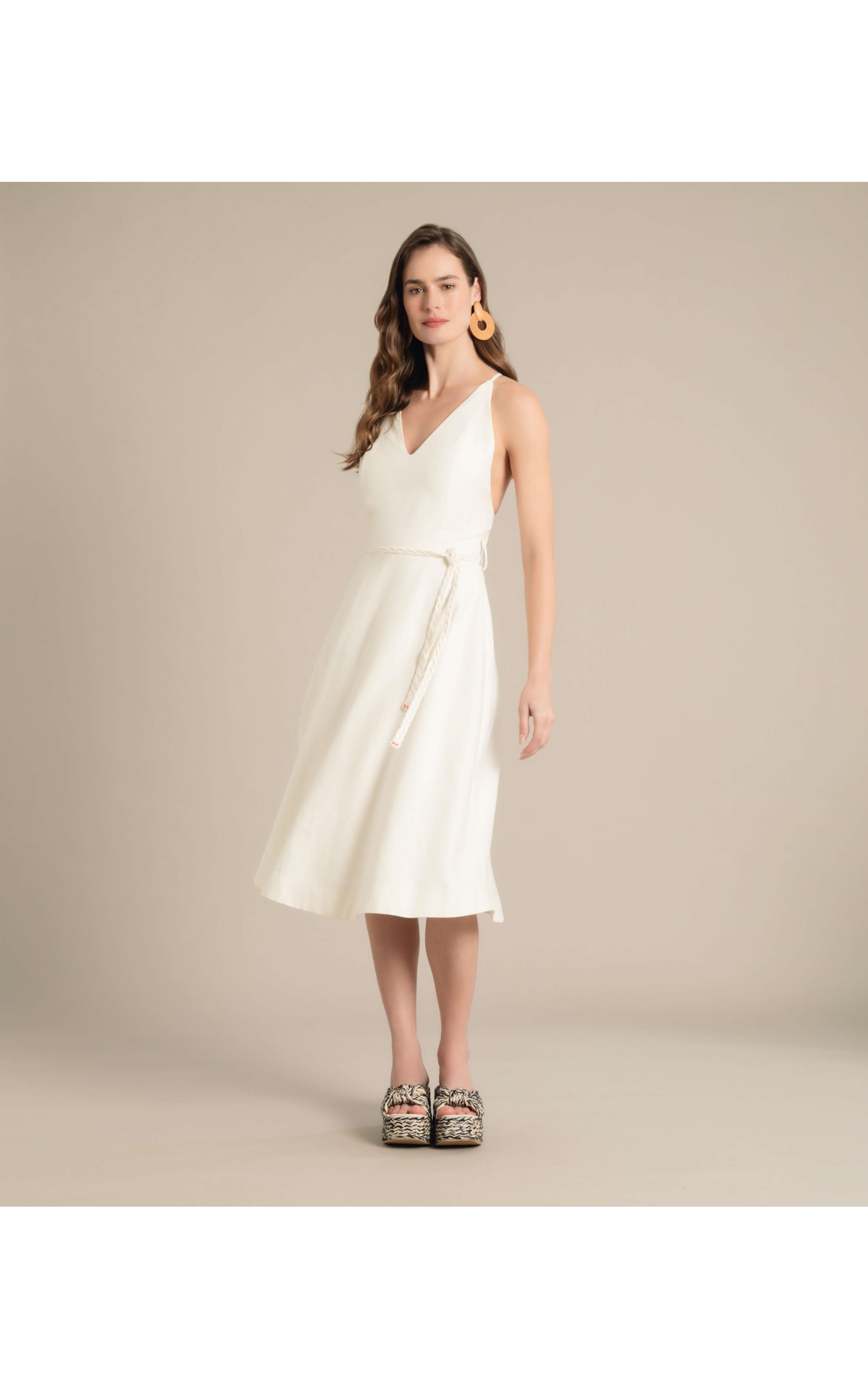 Vestido  Puro Linho  Manuia Branco