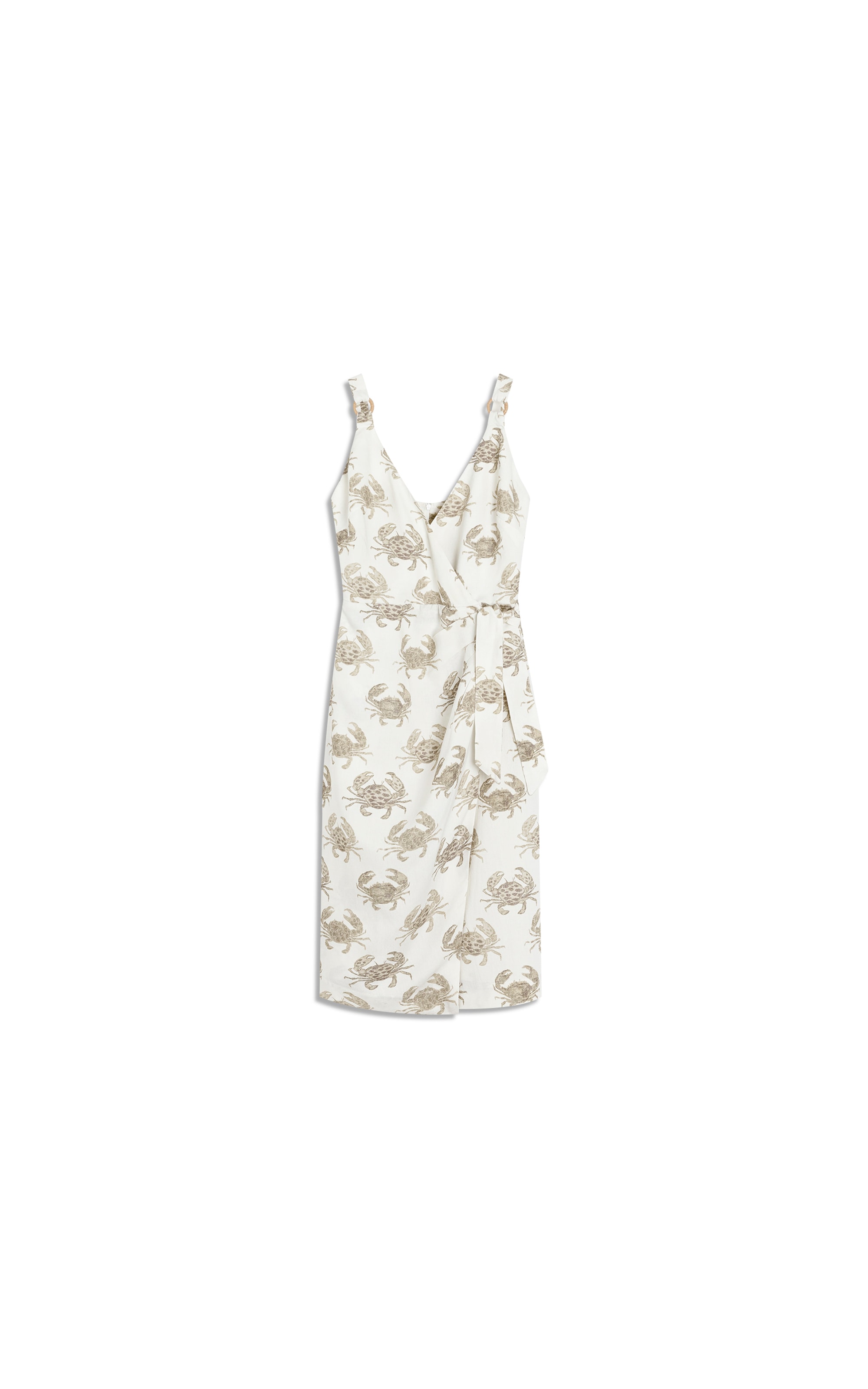 Vestido  Puro Linho Maru  Est Water Crab Branco