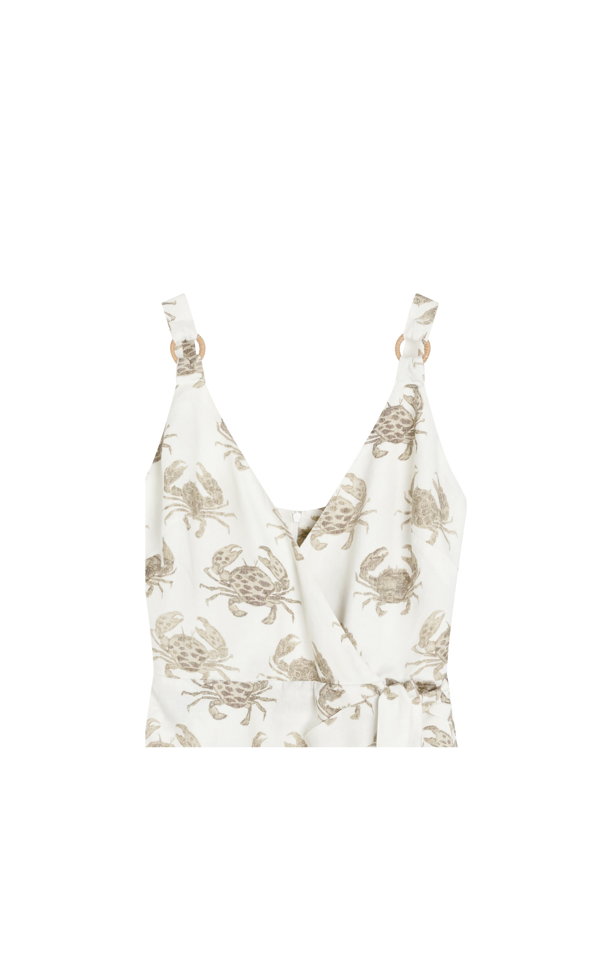 Vestido  Puro Linho Maru  Est Water Crab Branco