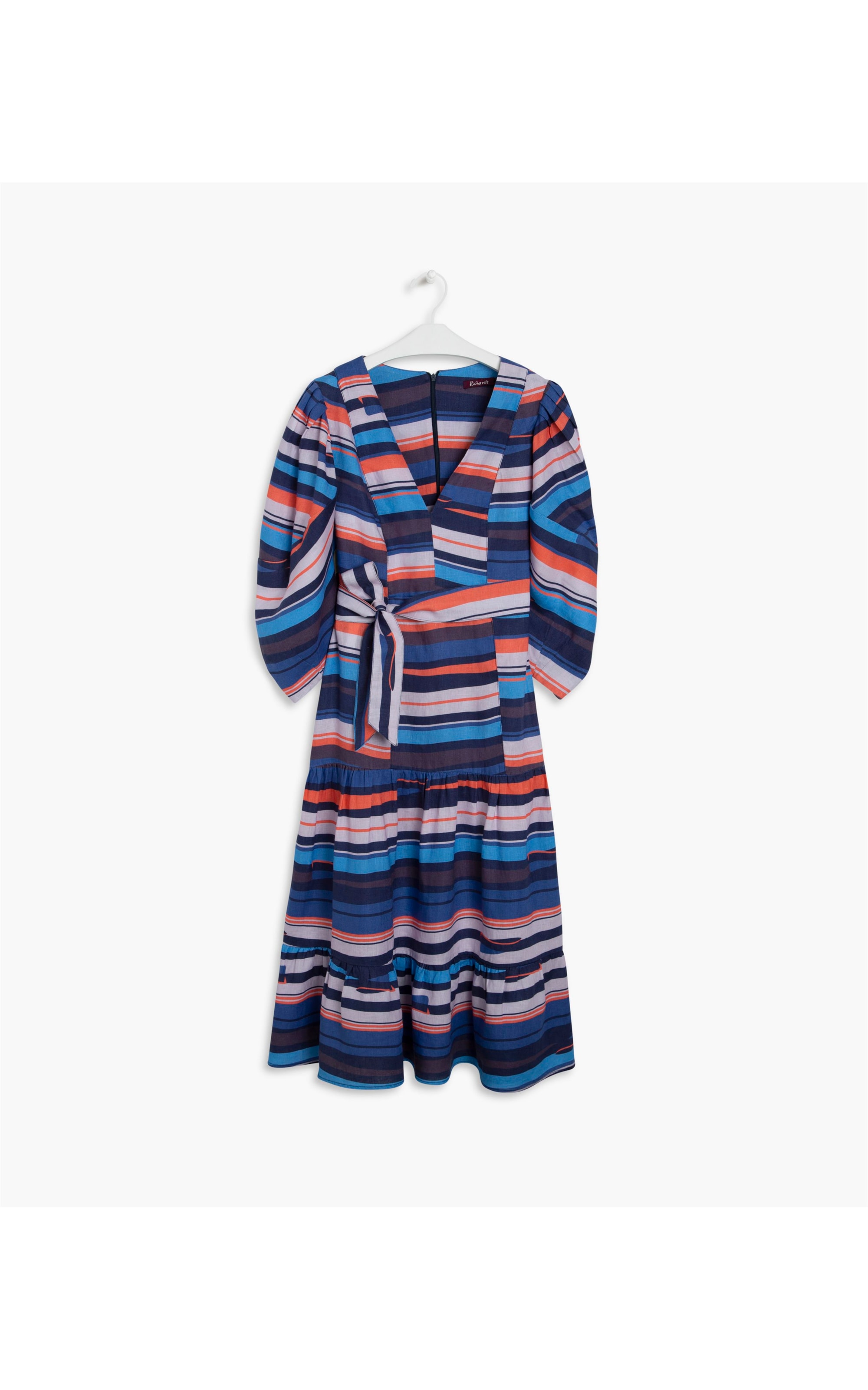 Vestido  Puro Linho Olympia  Blend Est Barcos Azul Bic