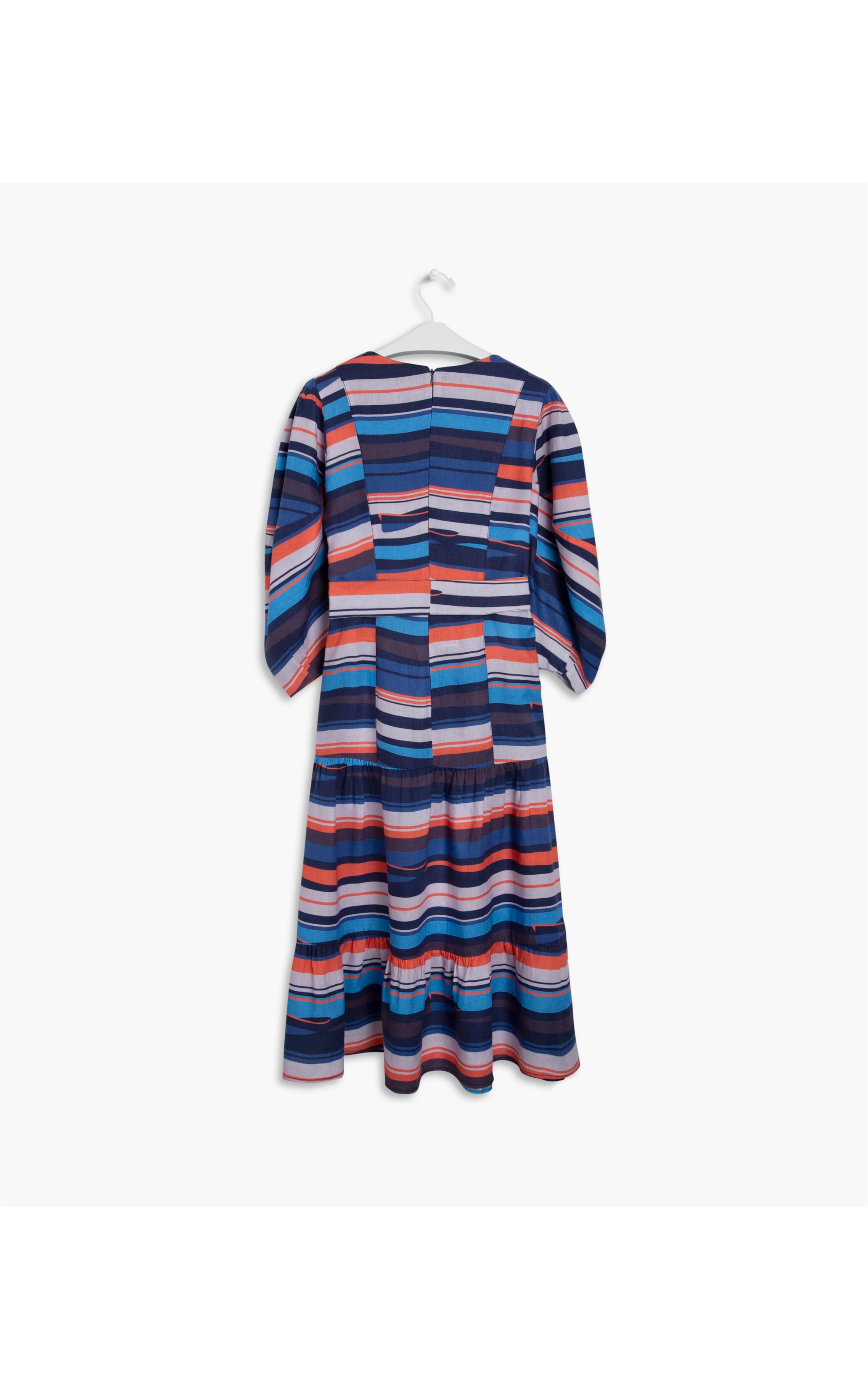 Vestido  Puro Linho Olympia  Blend Est Barcos Azul Bic
