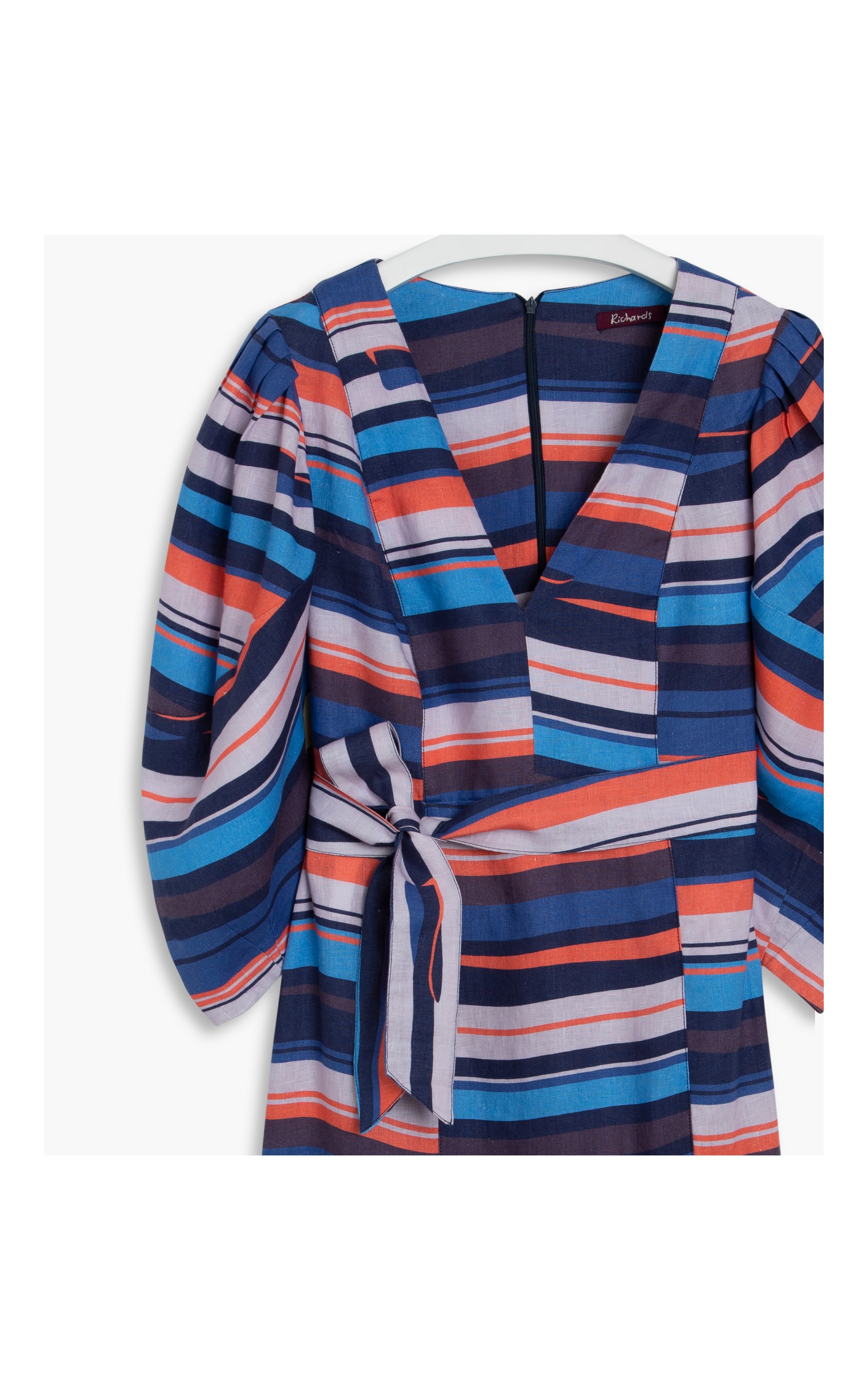 Vestido  Puro Linho Olympia  Blend Est Barcos Azul Bic