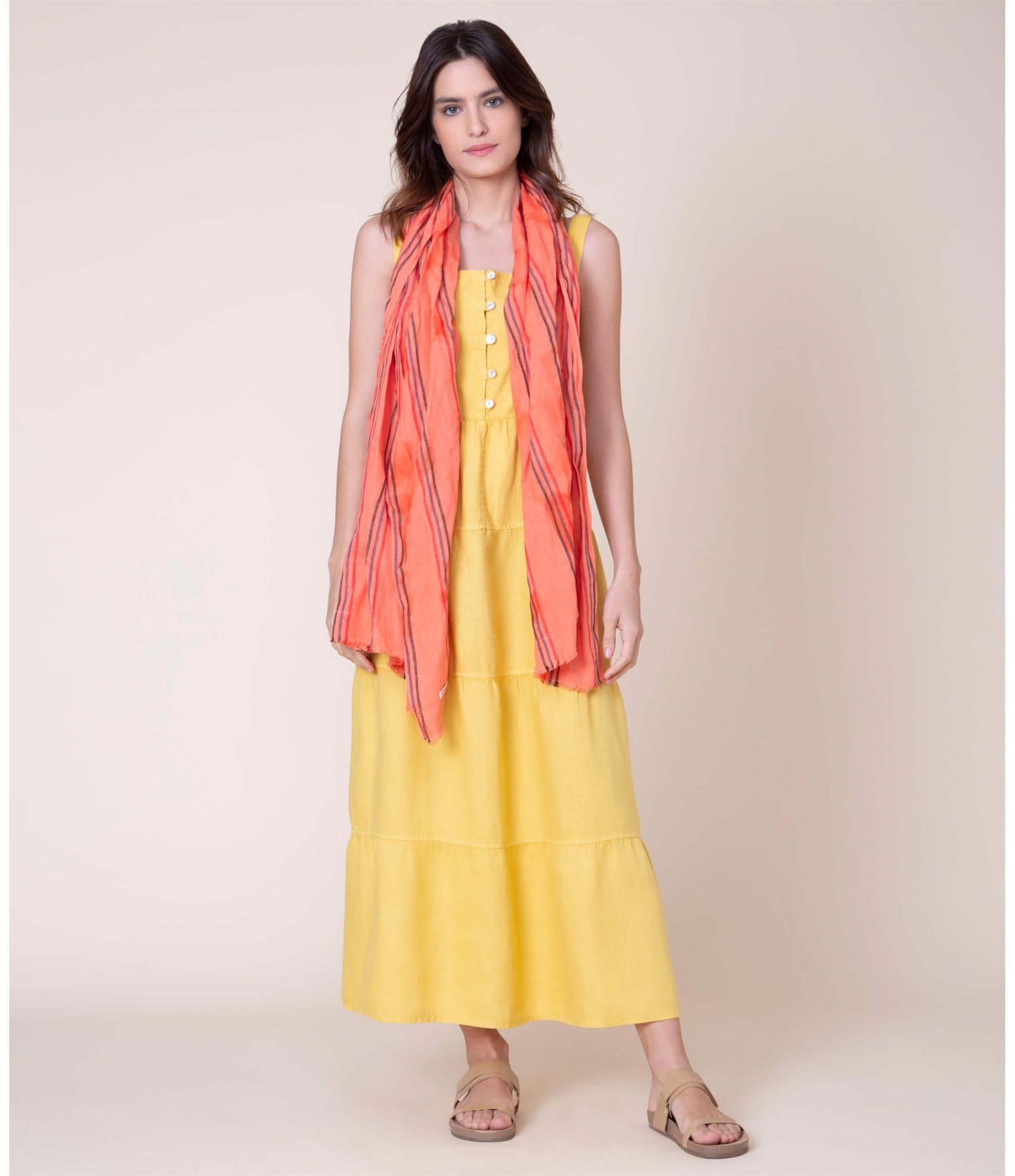 Vestido Puro Linho   Paris Mostarda