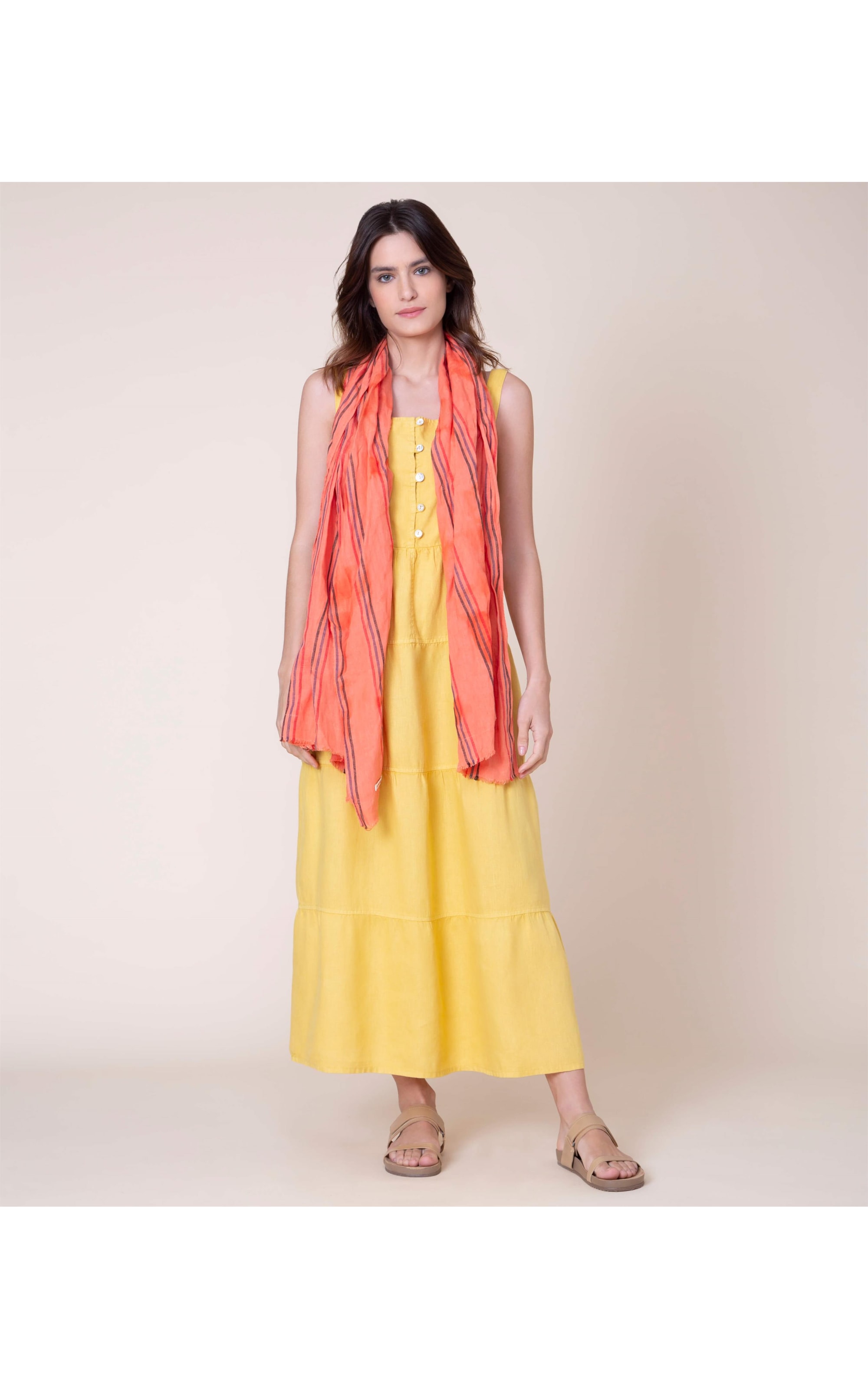 Vestido Puro Linho   Paris Mostarda
